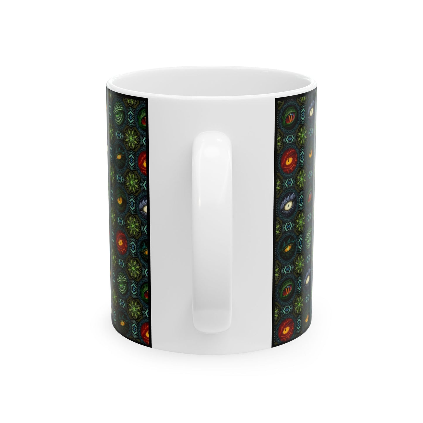 Ceramic Mug: Black; Emerald Dragons