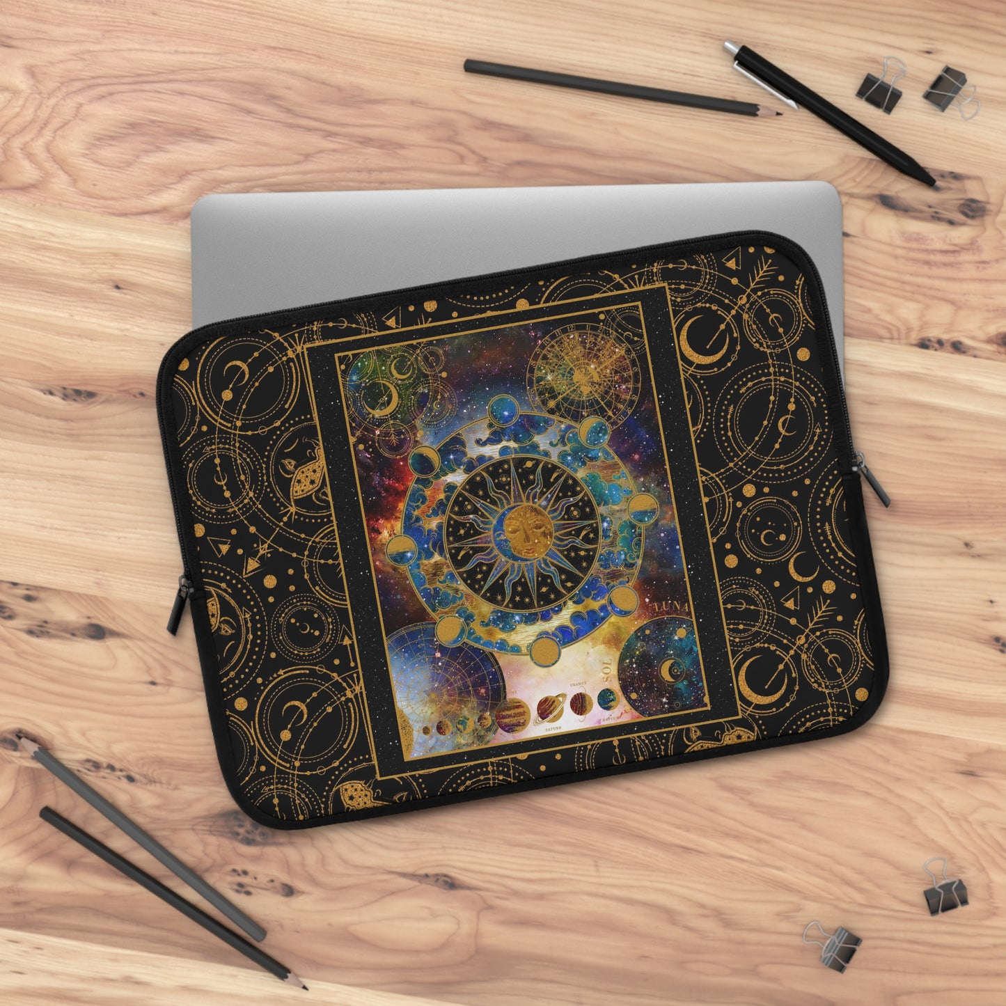 Laptop Sleeve (Sizes: 13", 15", 17) Cosmos - From In the Beginning Fabrics.