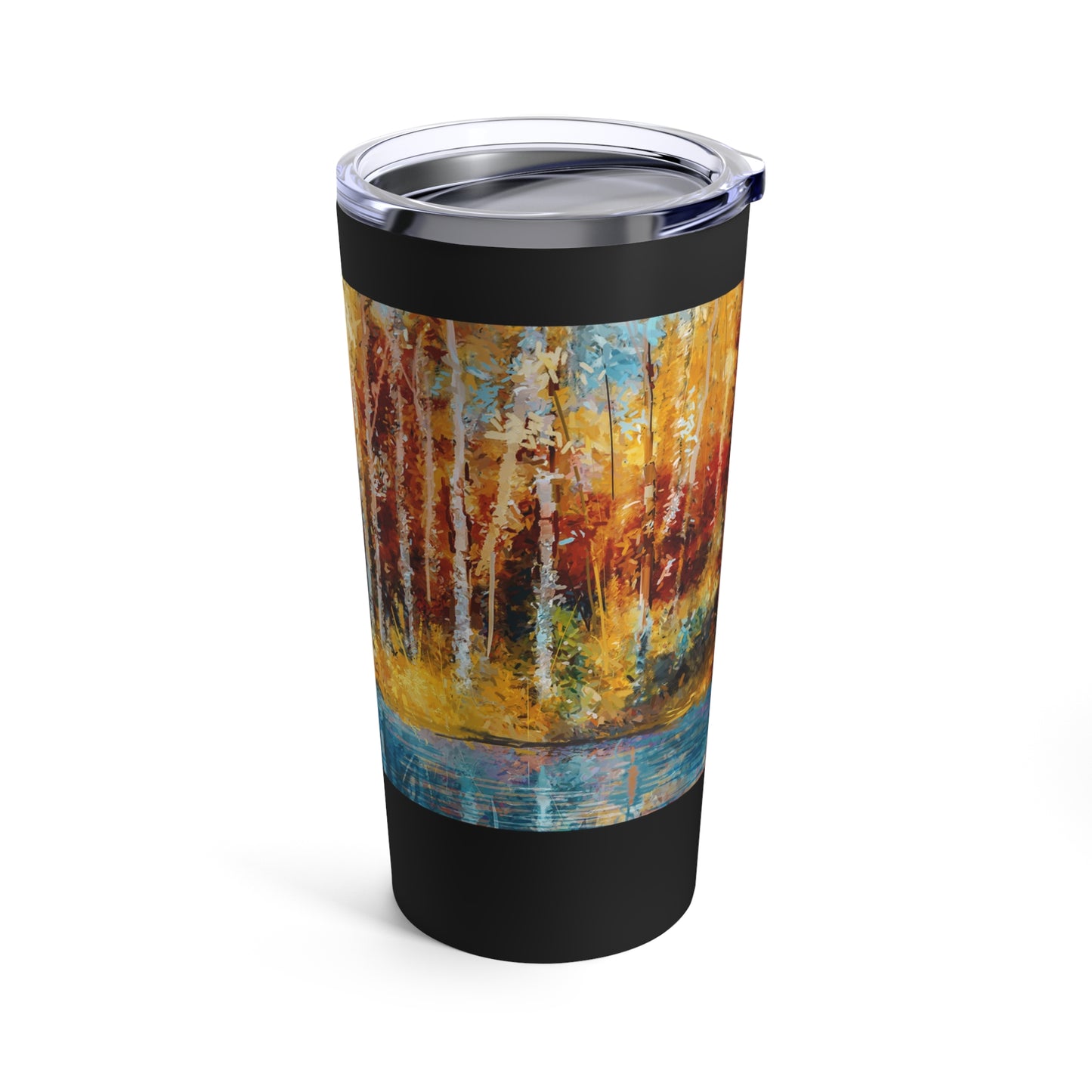 Thermal Tumbler: 20 oz: Year of Art: Fall Aspen Trees-River