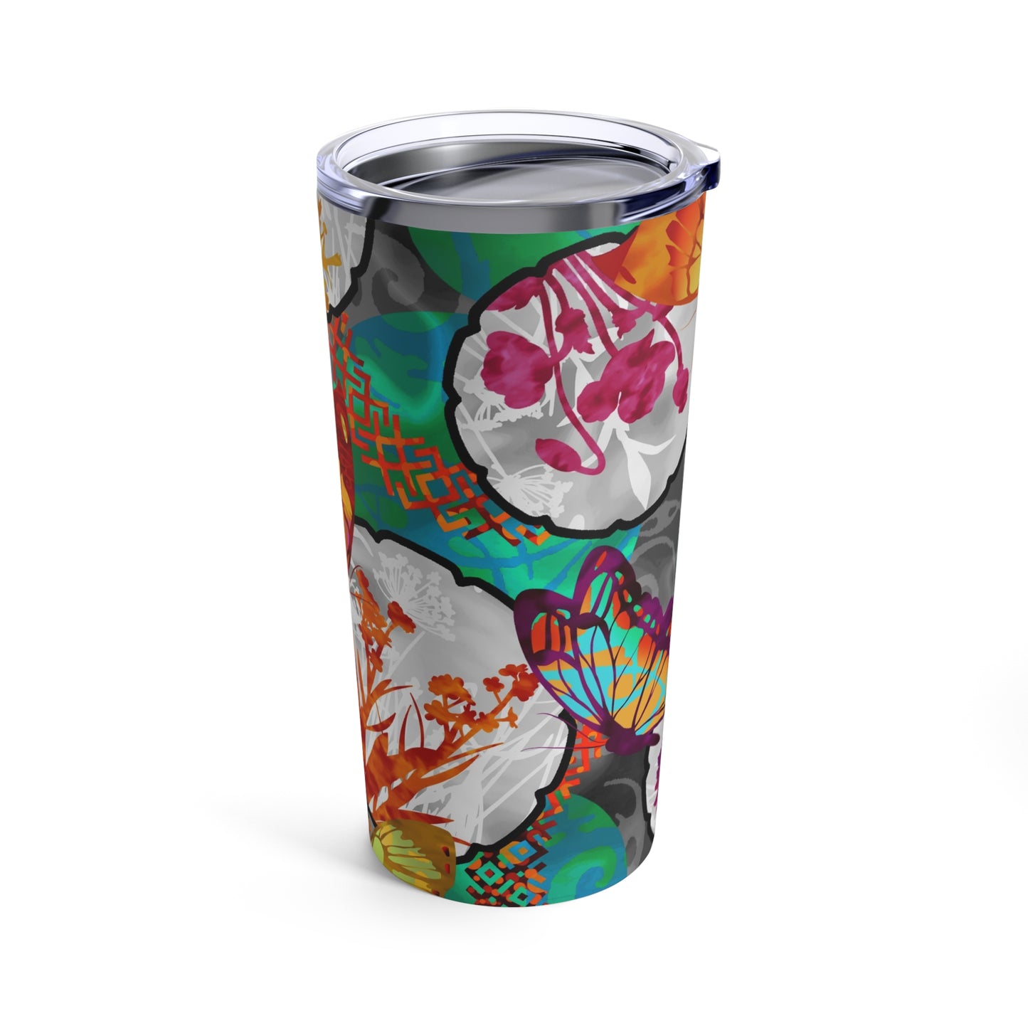Thermal Tumbler: 20 oz: Dreamscapes Teal Buterflies