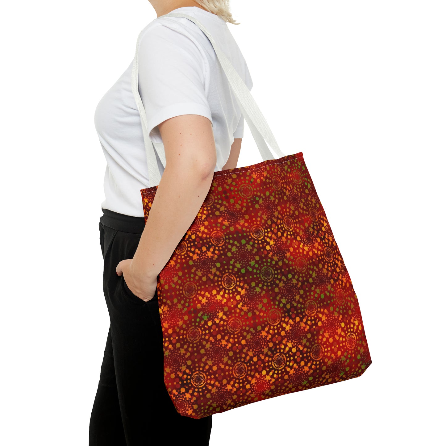 Tote Bag: Large-18x18: Dreamscapres Orange Kaleidoscopte: