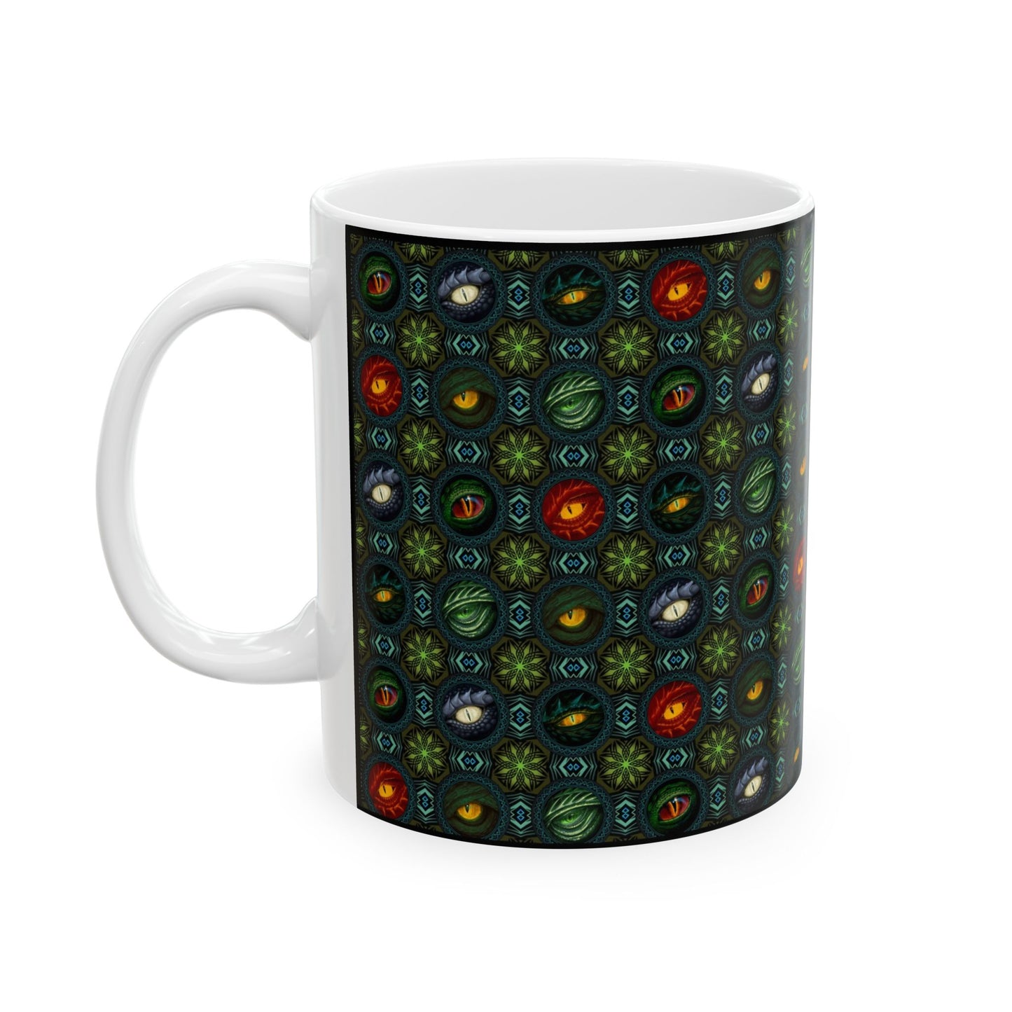 Ceramic Mug: Black; Emerald Dragons