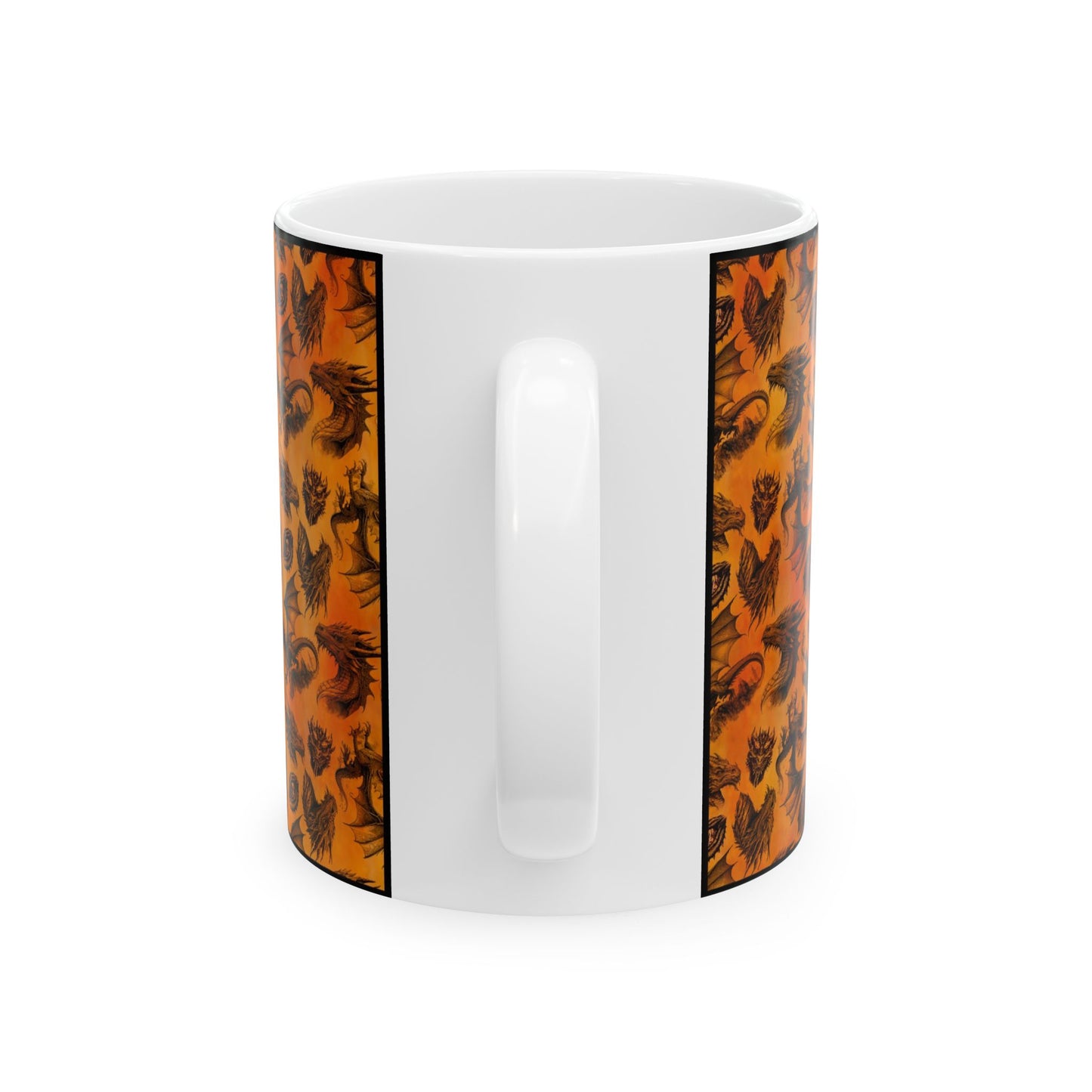 Ceramic Mug: Black; Emerald Dragons