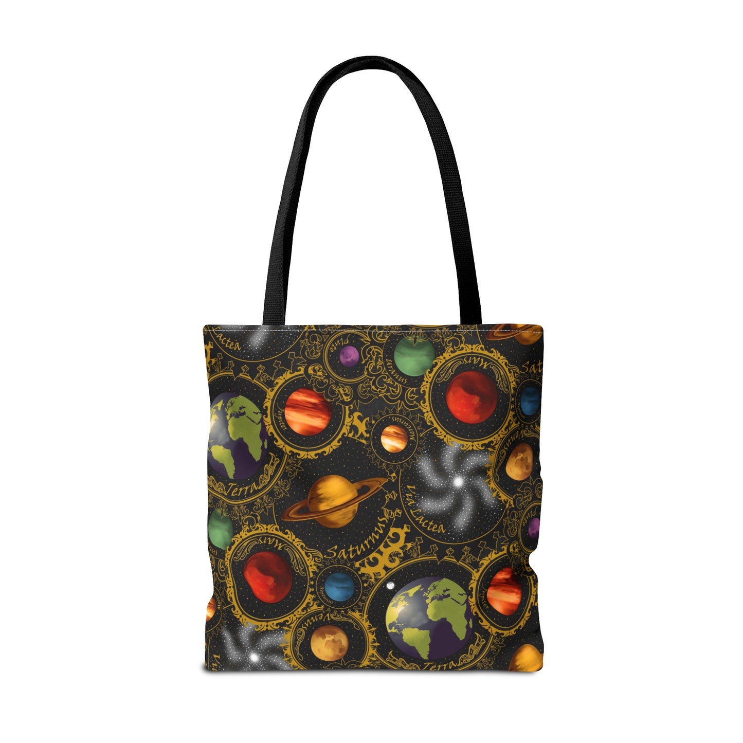 Tote Bag: Large-18x18; Celstial-Planets-Gold