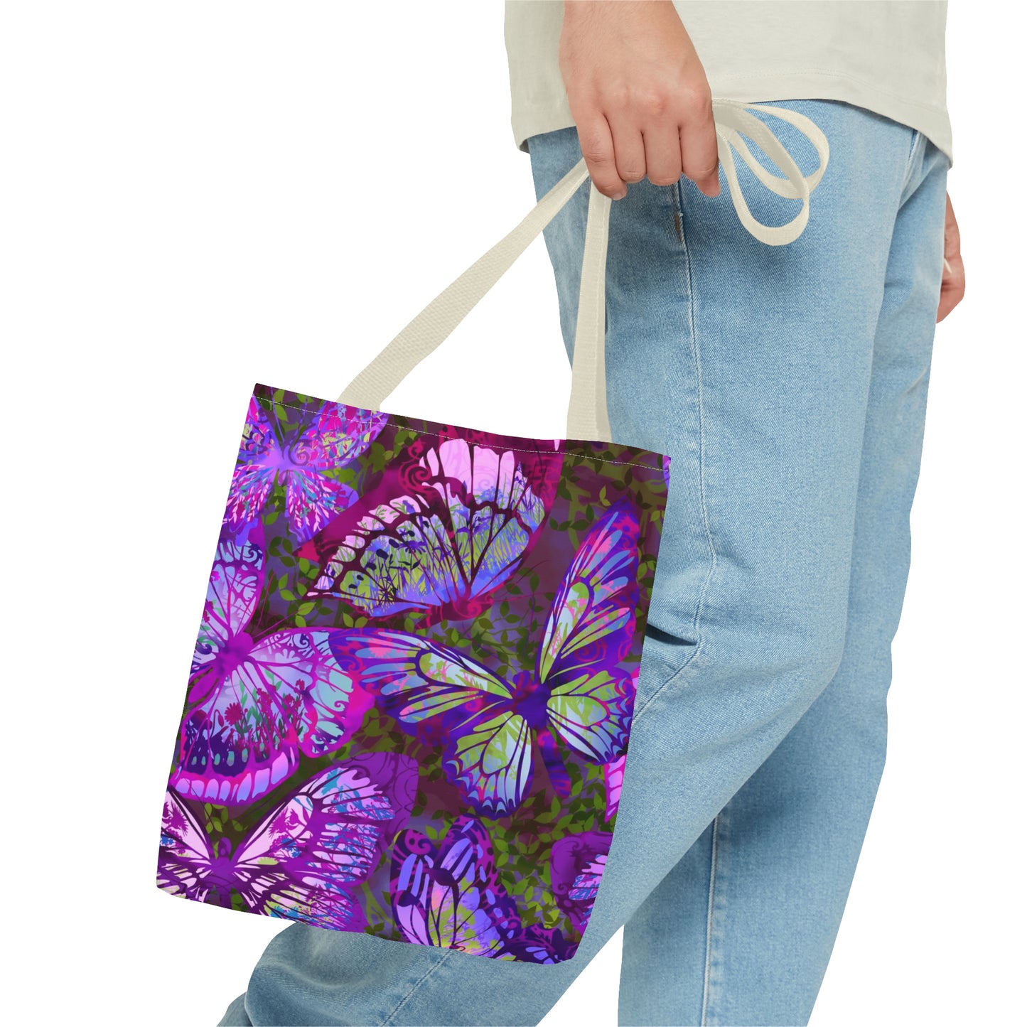 Tote Bag: Large-18x18; Dreamscapes-Lavendar Butterflies