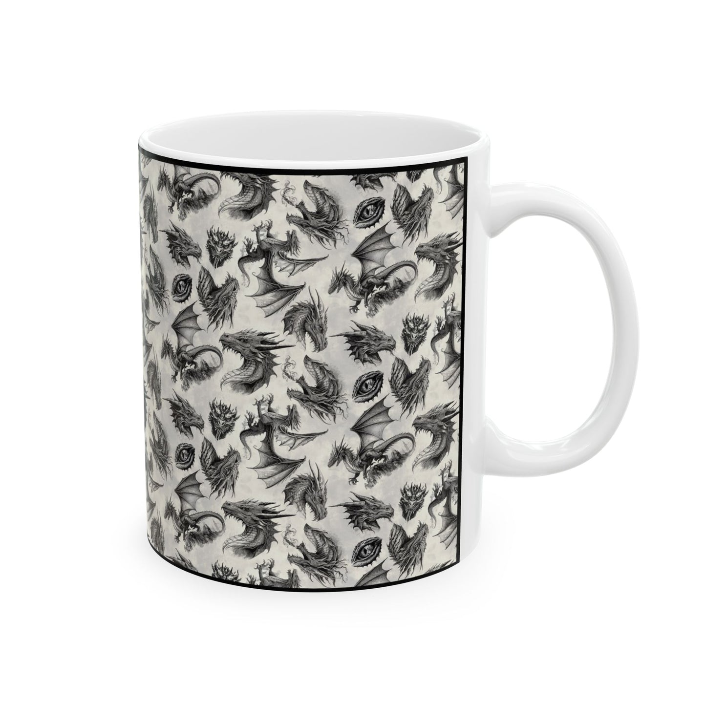 Ceramic Mug: Black; Emerald Dragons