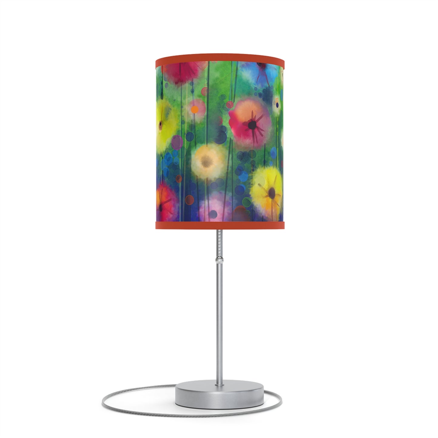Table Lamp: Silver Base; Year of Art: Field of Flowers