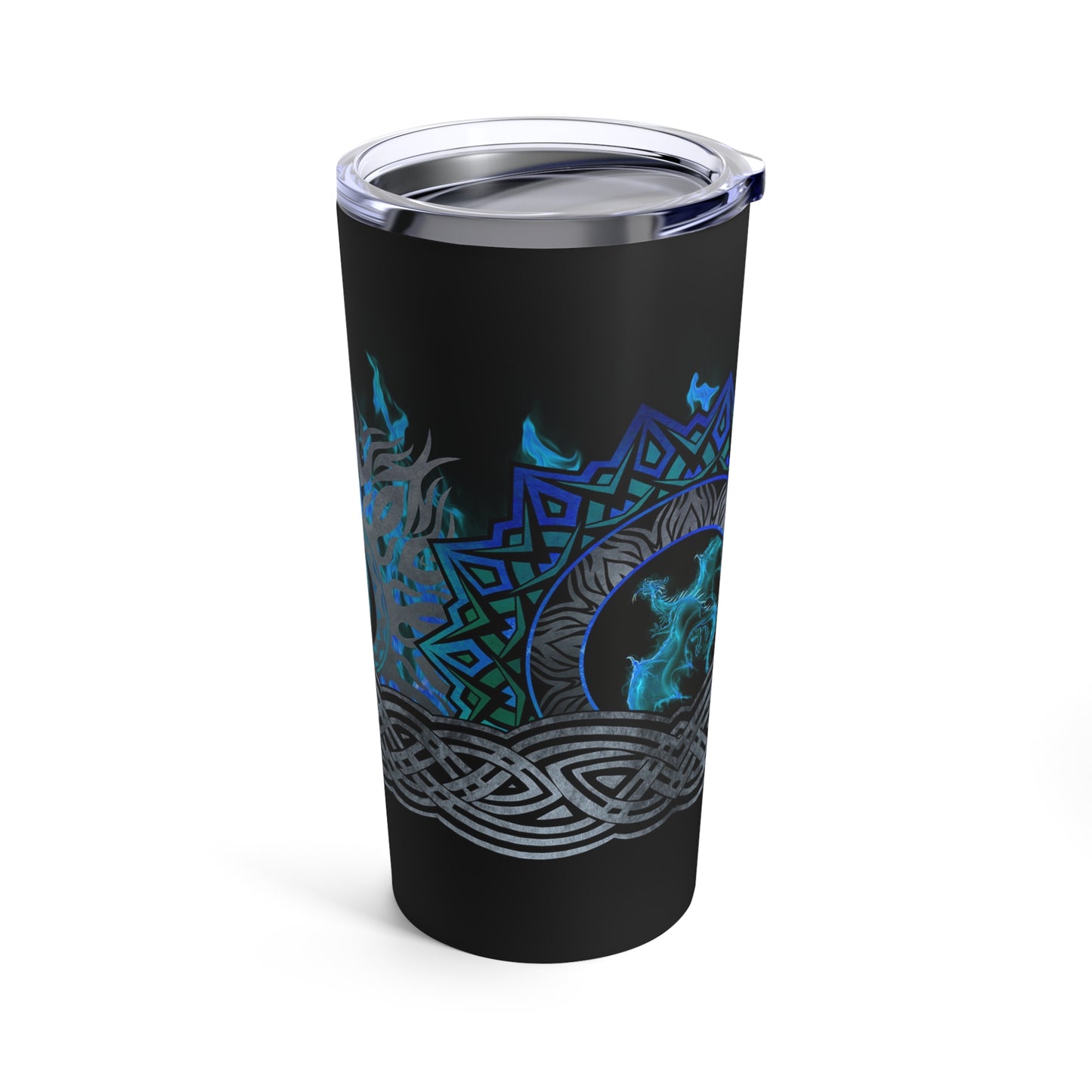 Thermal Tumbler: 20 oz: Dragons-Blue Border
