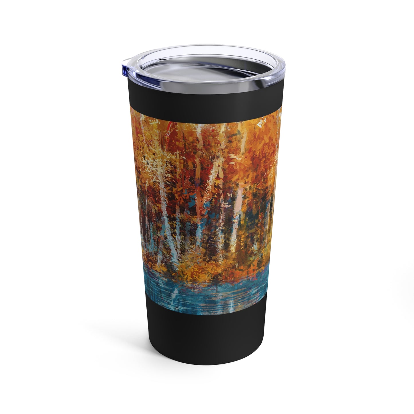 Thermal Tumbler: 20 oz: Year of Art: Fall Aspen Trees-River