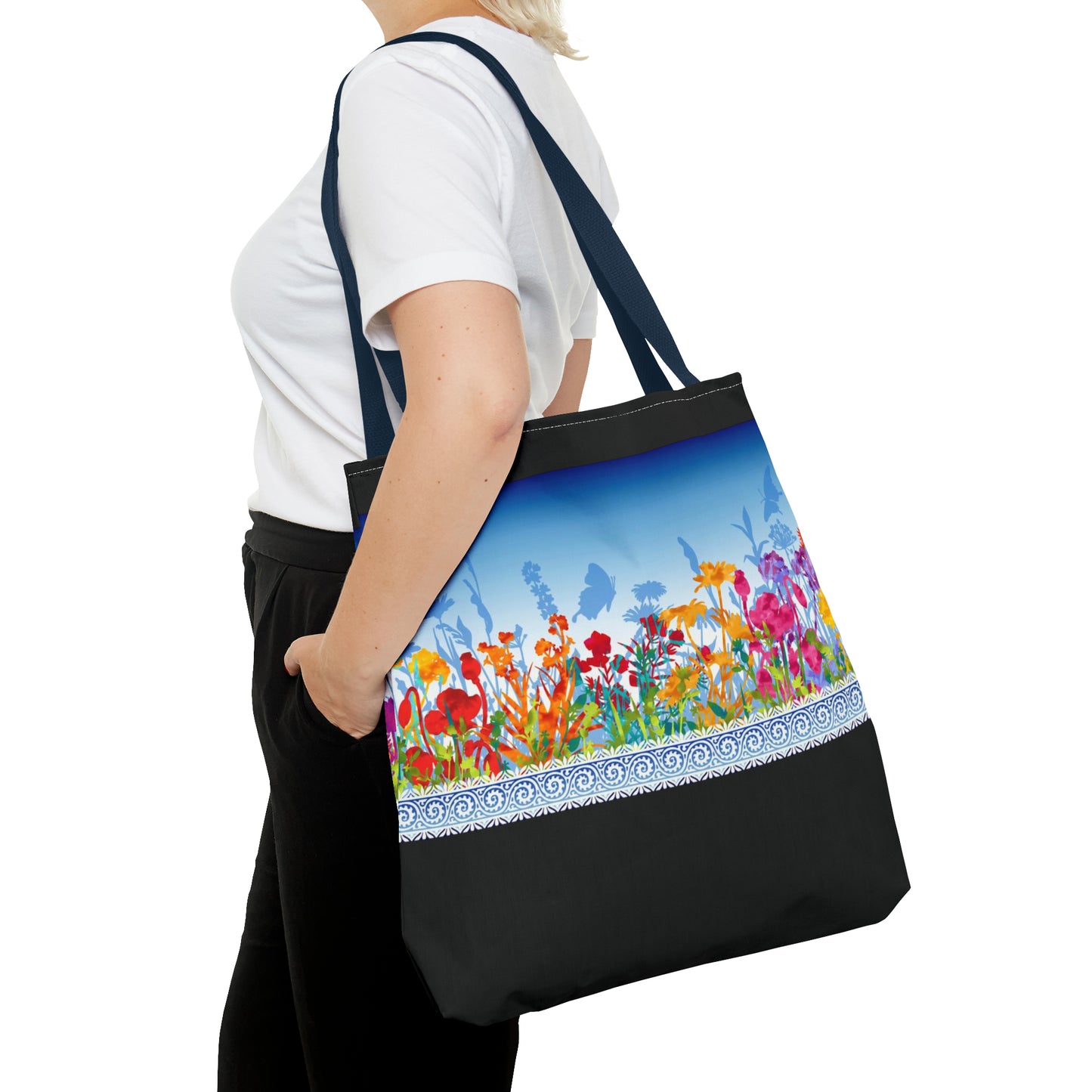 Tote Bag: Large-18x18; Dreamscapes-Light Blue Border