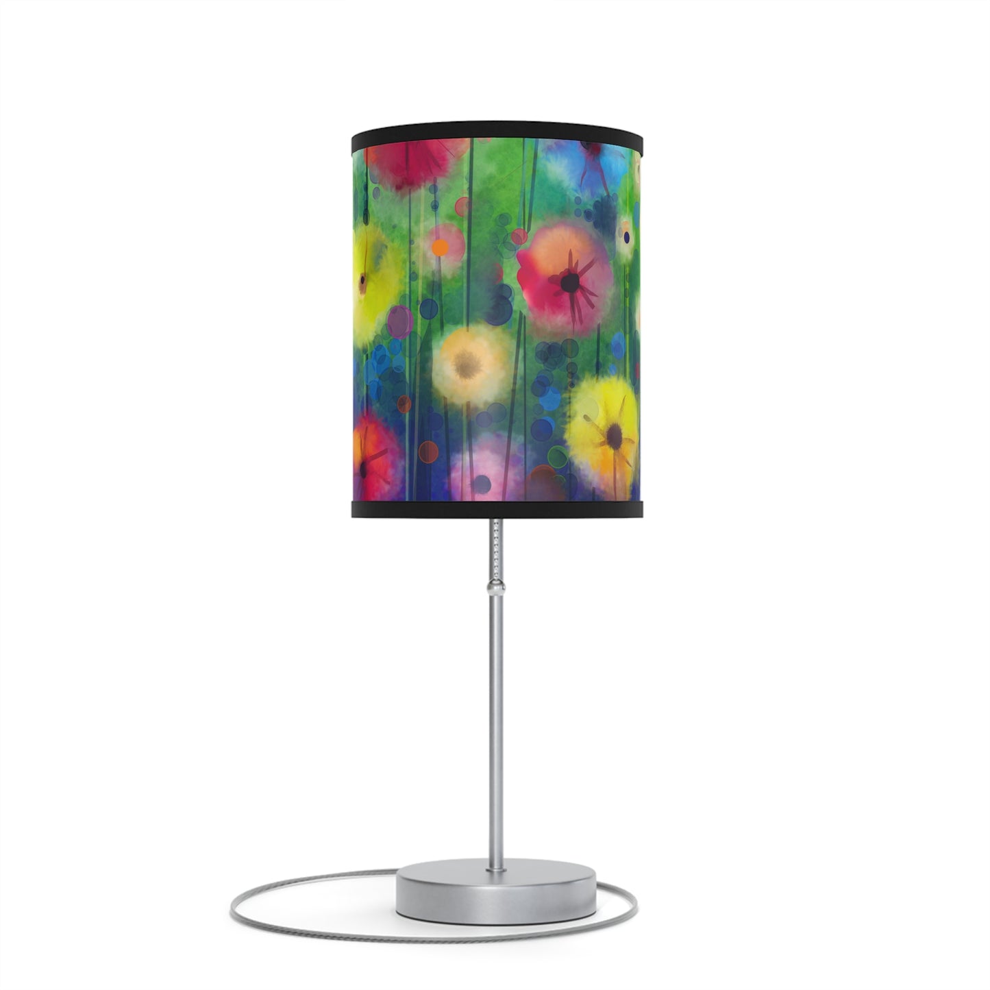 Table Lamp: Silver Base; Year of Art: Field of Flowers