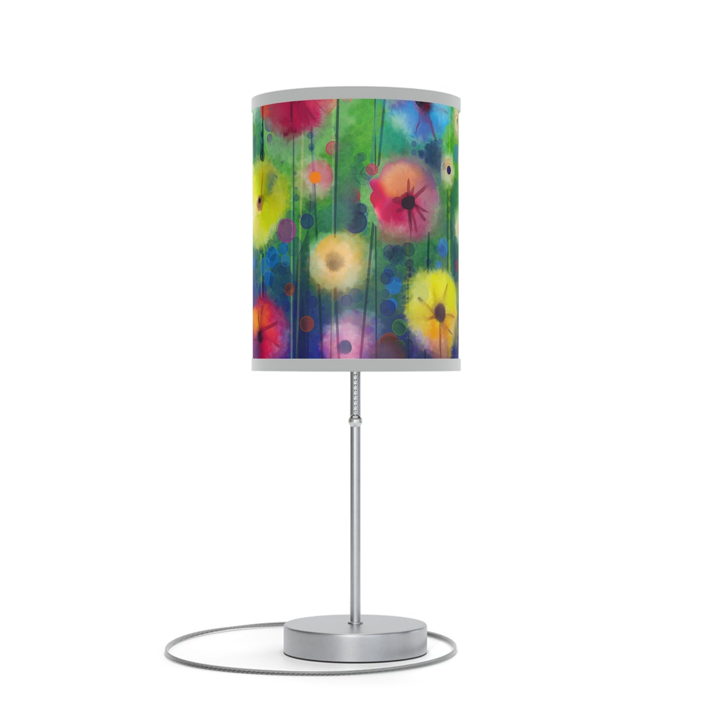 Table Lamp: Silver Base; Year of Art: Field of Flowers