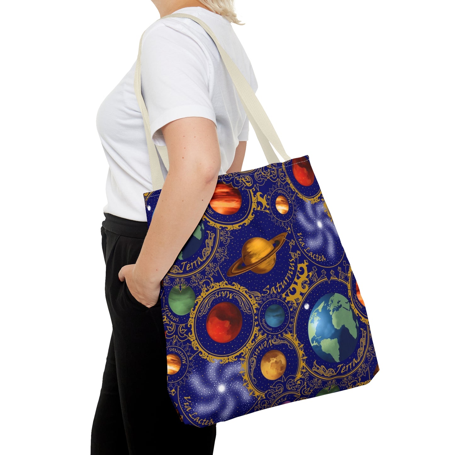 Tote Bag: Large-18x18; Celestial Planets-Blue