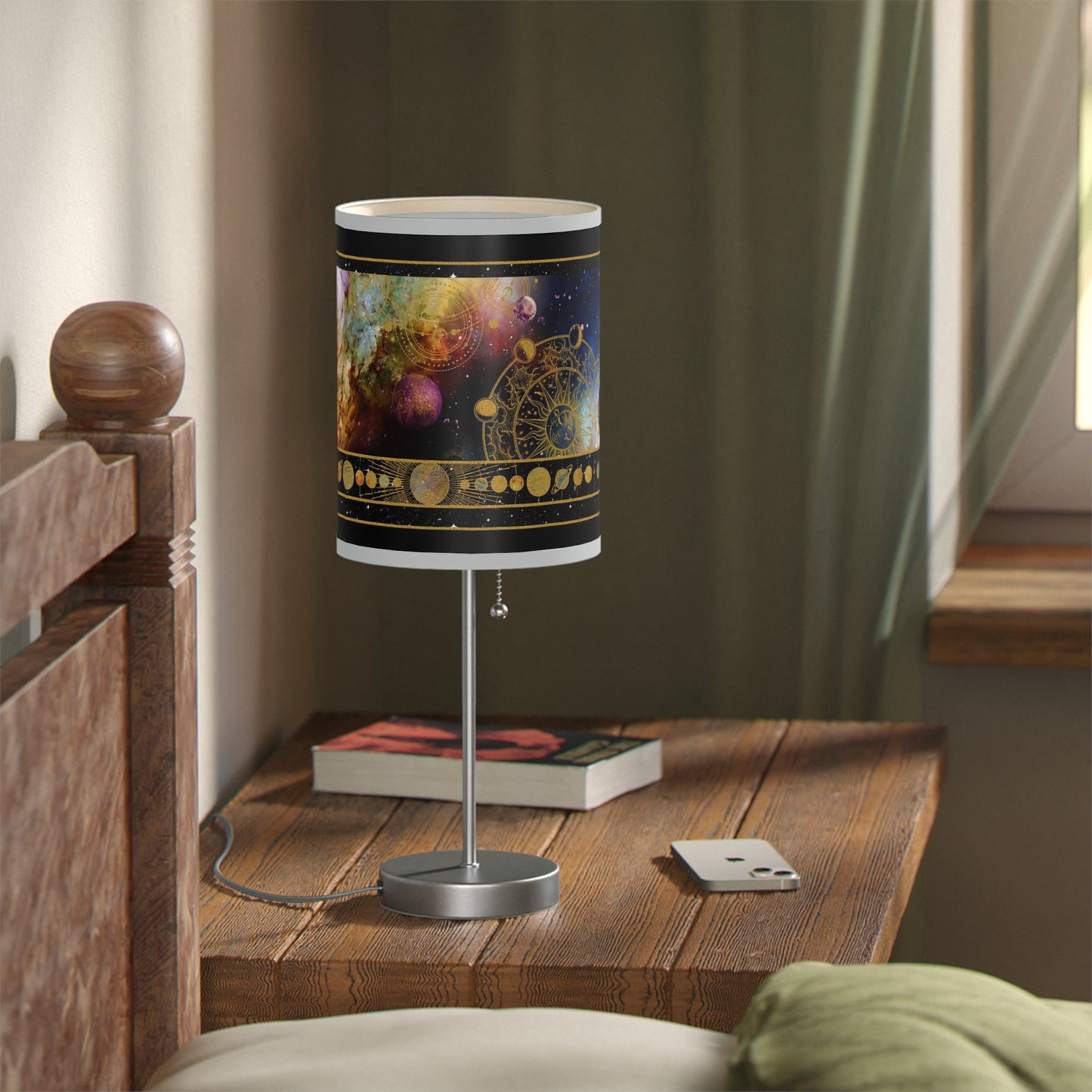 Table Lamp: Silver Base; "Cosmos"