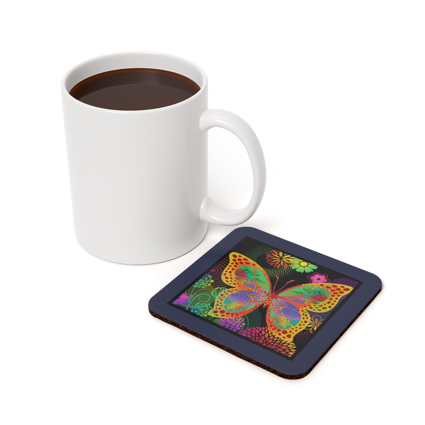 Coaster Set; Cork Backed - Unusual Gardens-Butterfly 1