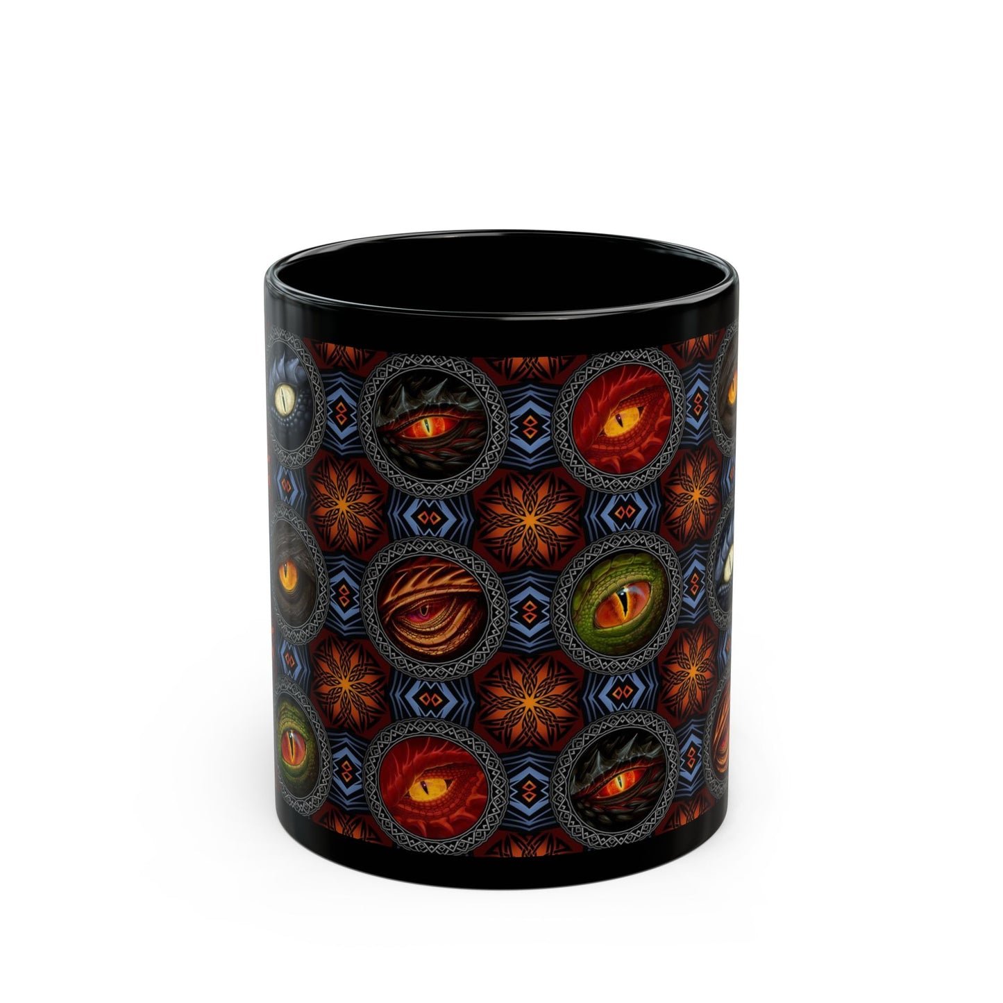 Ceramic Mug: Black; Dragons