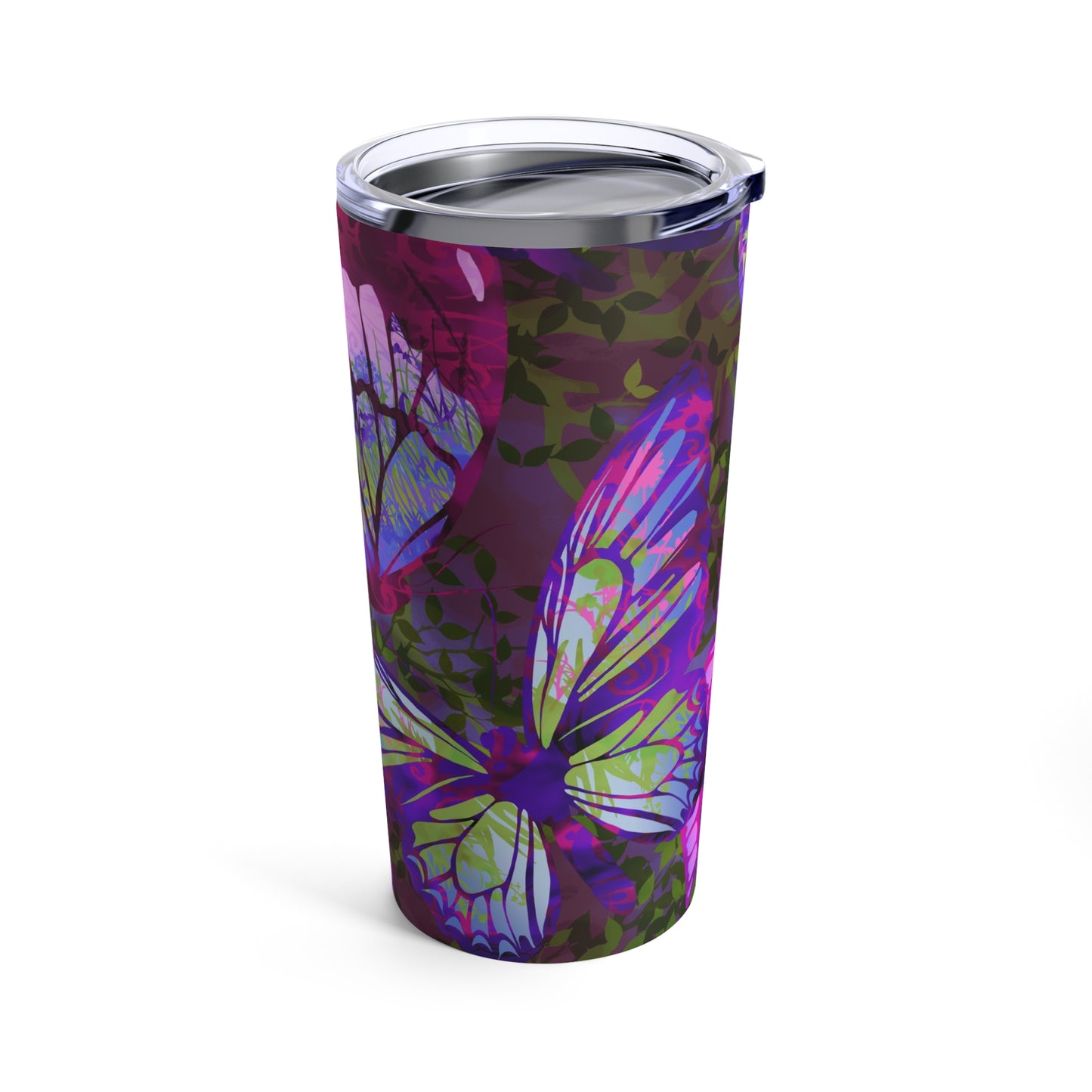 Thermal Tumbler: 20 oz: Dreamscapes-Purple Butterflies