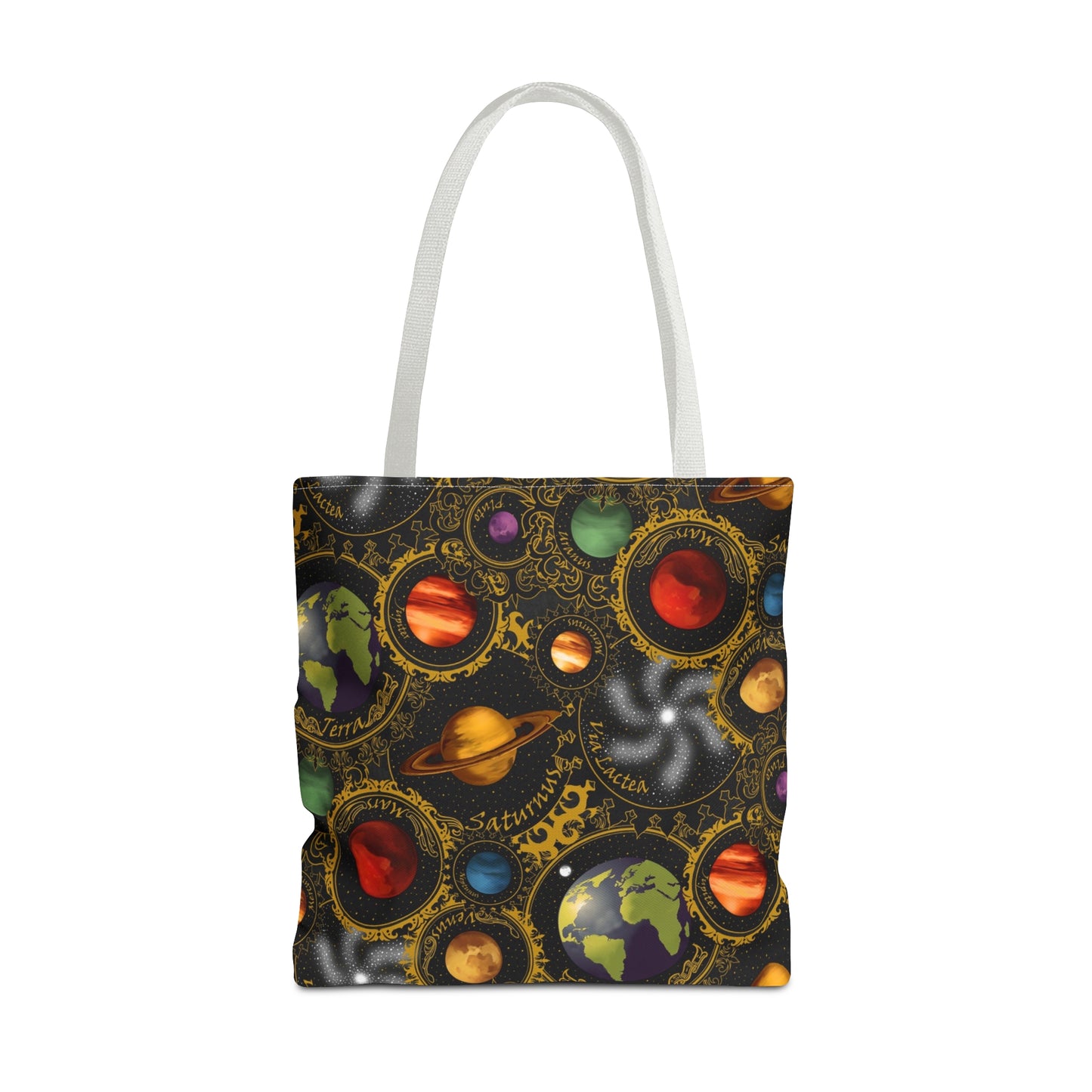Tote Bag: Large-18x18; Celstial-Planets-Gold