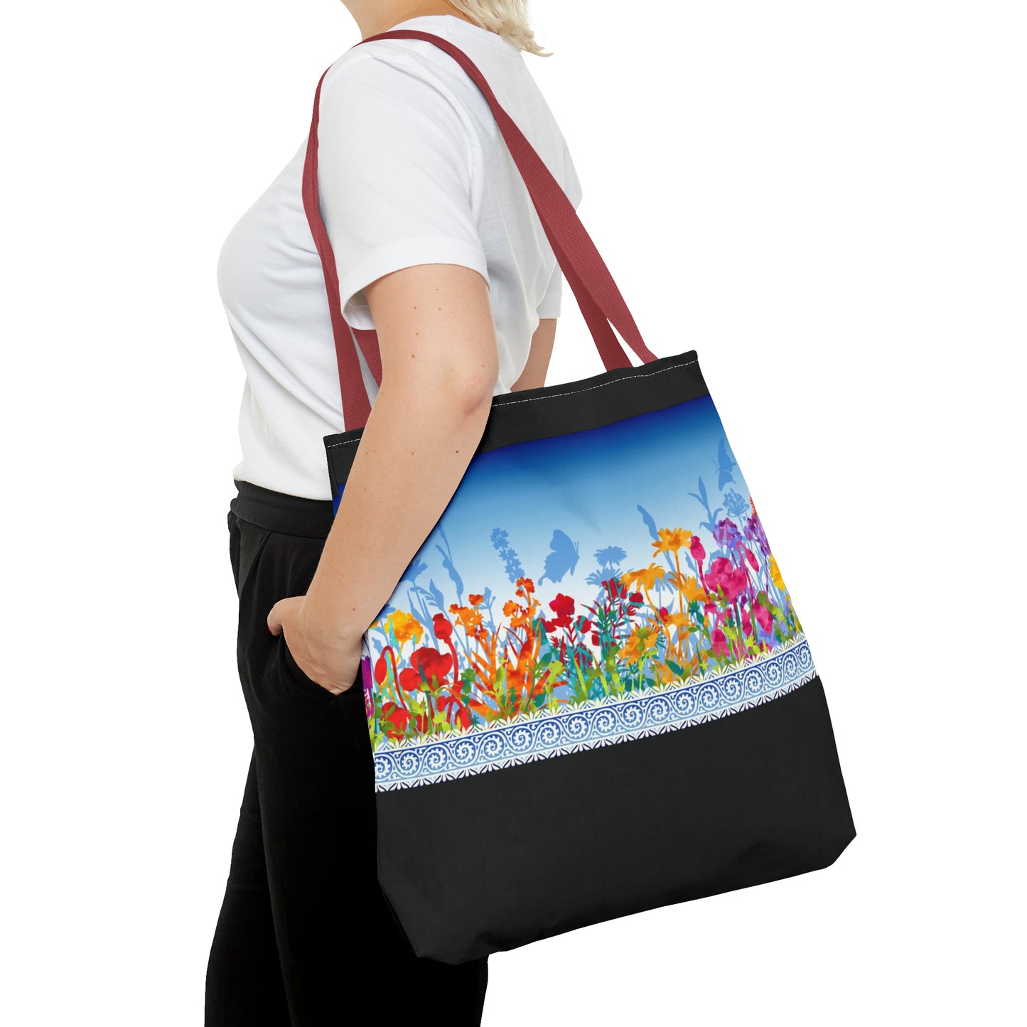 Tote Bag: Large-18x18; Dreamscapes-Light Blue Border