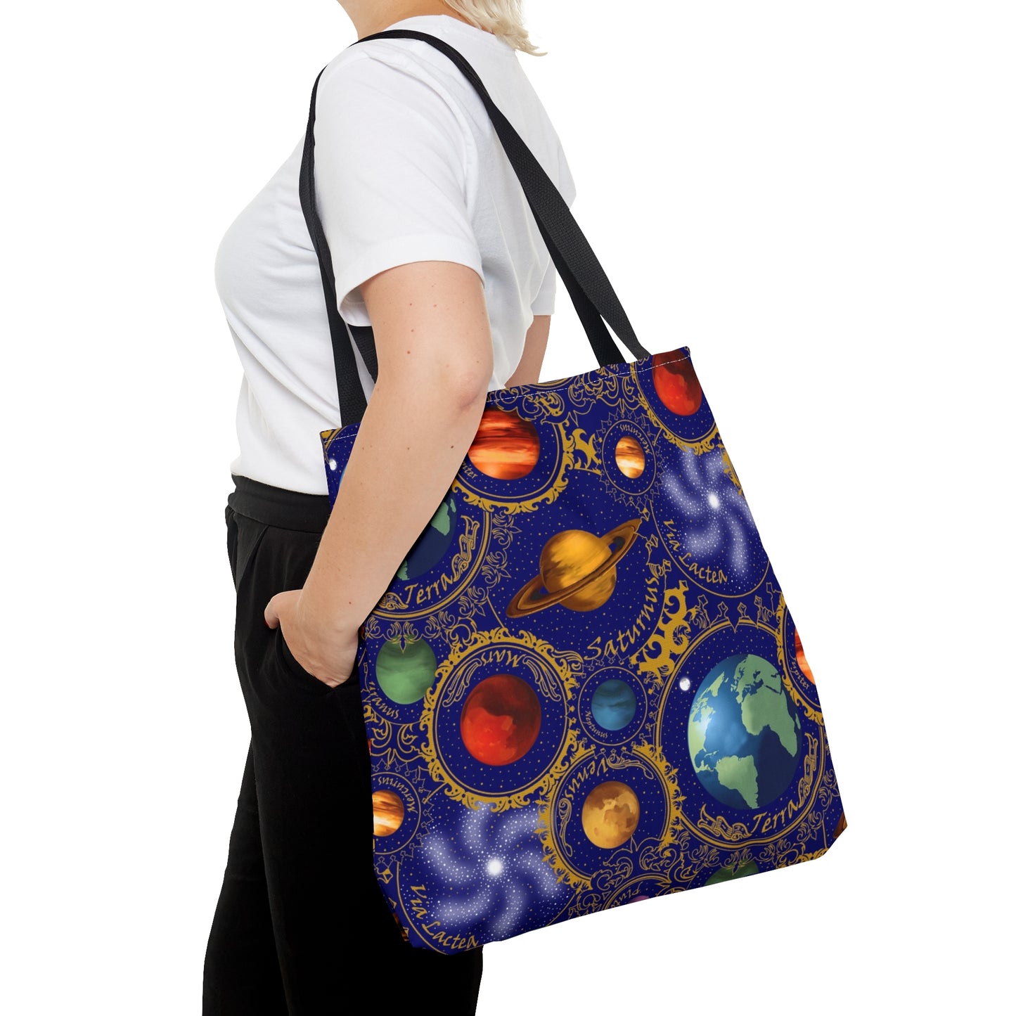 Tote Bag: Large-18x18; Celestial Planets-Blue