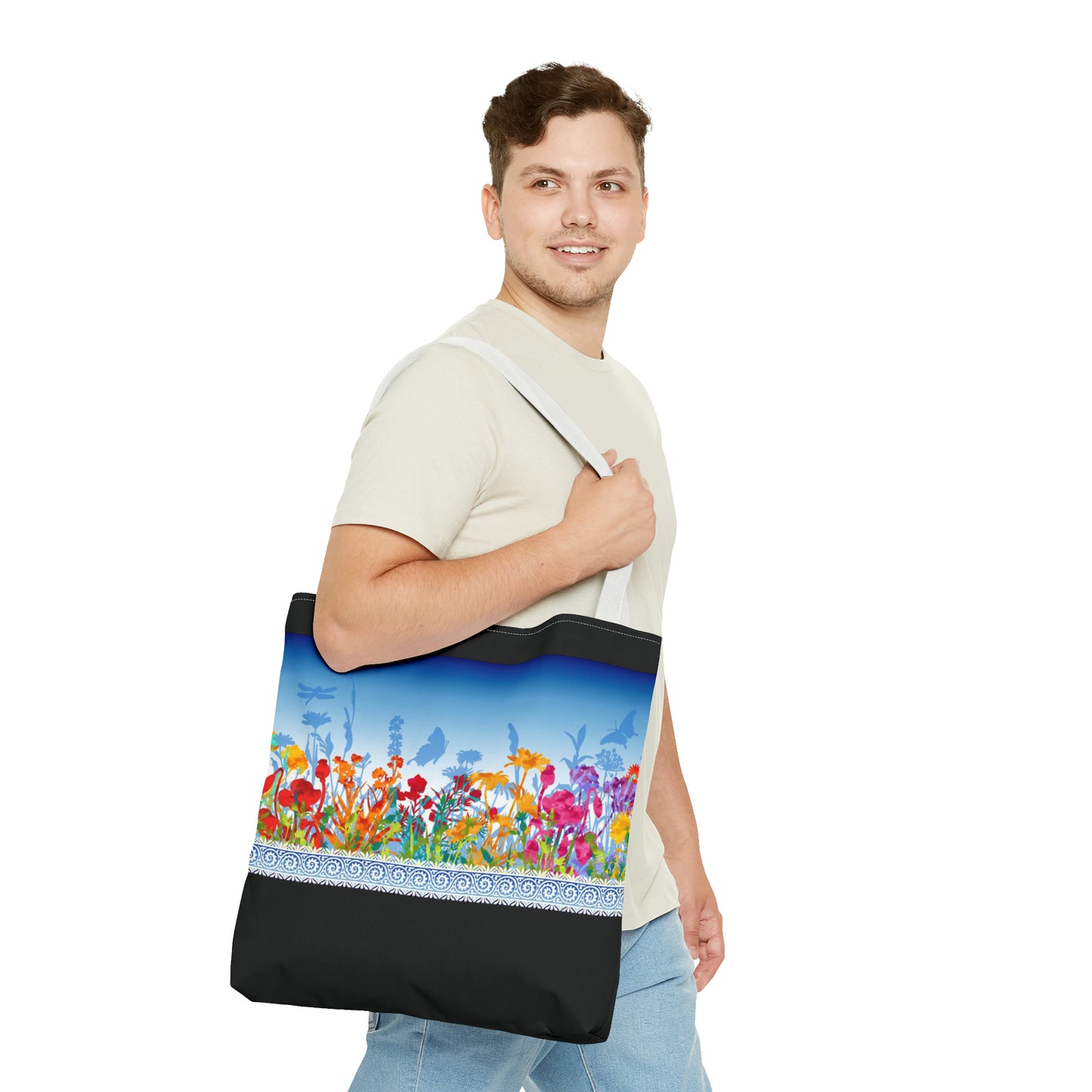 Tote Bag: Large-18x18; Dreamscapes-Light Blue Border