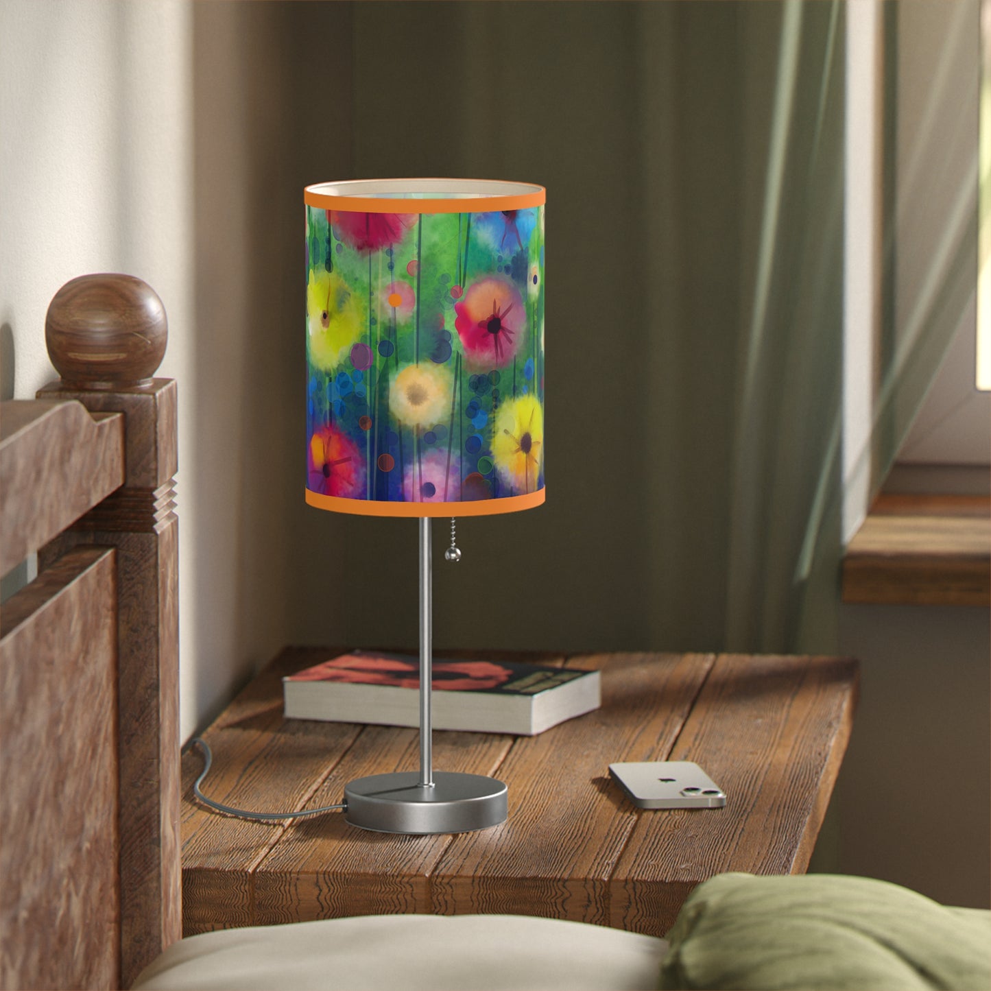 Table Lamp: Silver Base; Year of Art: Field of Flowers