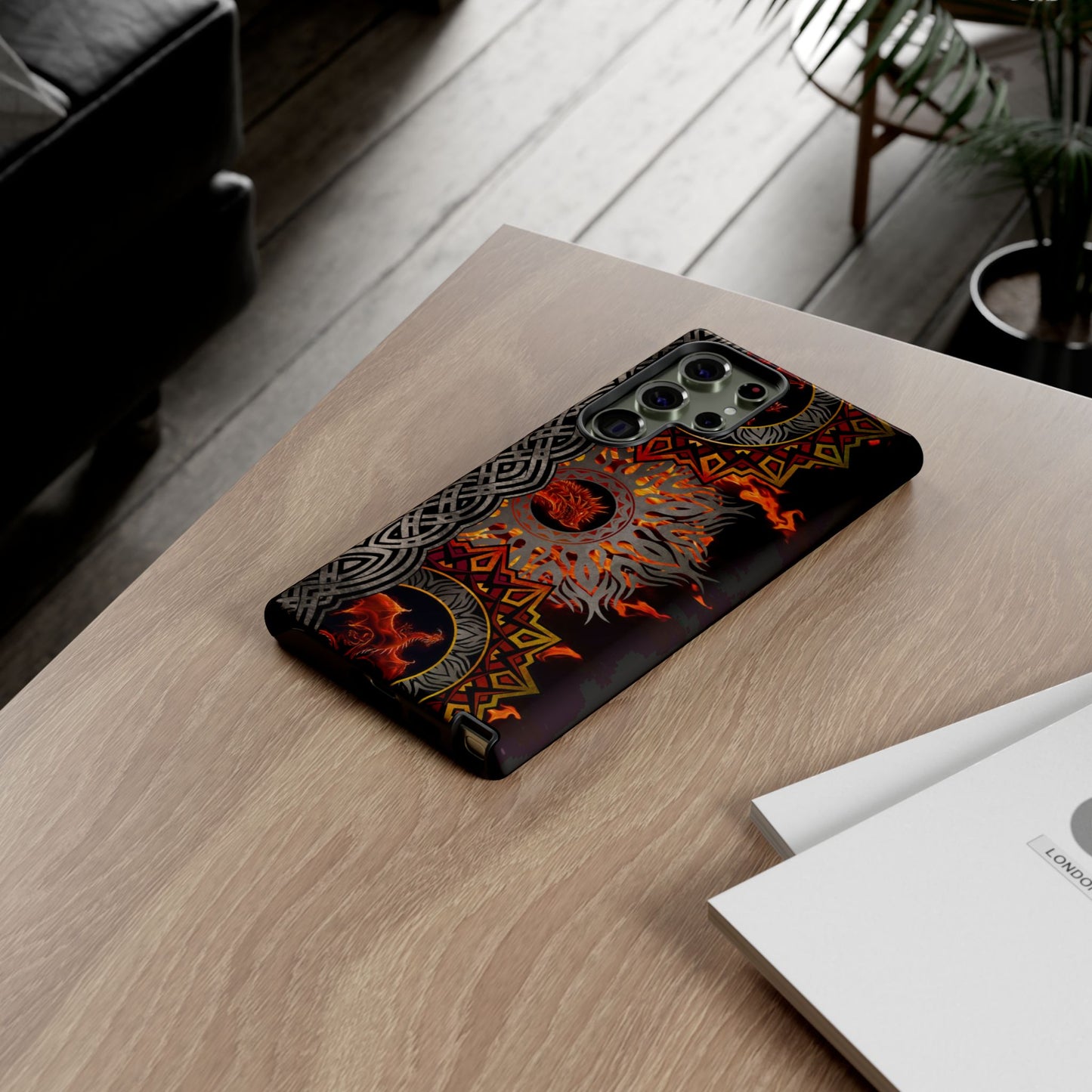 Samsung Galaxy Series Tough Case-Phone Case: Dragons-Red Fury Border