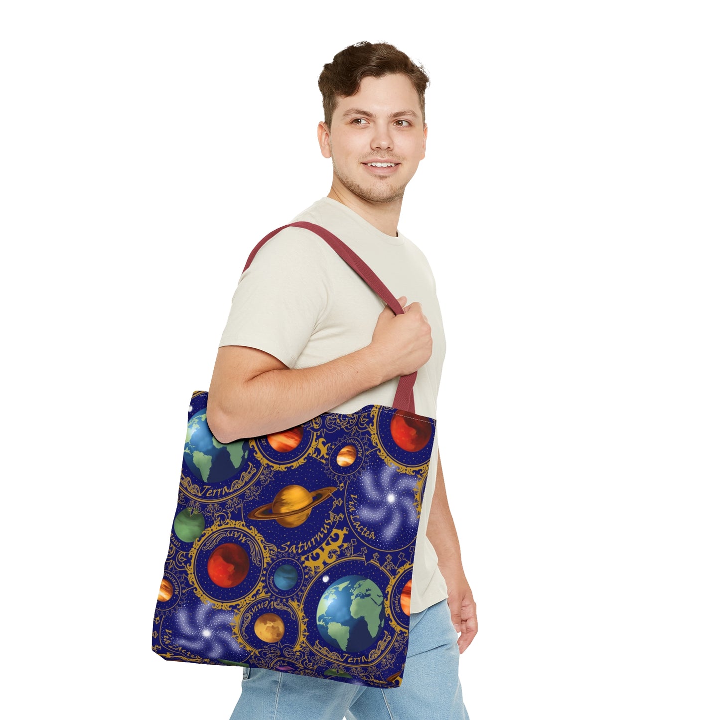 Tote Bag: Large-18x18; Celestial Planets-Blue