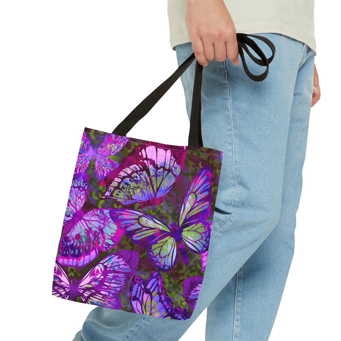 Tote Bag: Large-18x18; Dreamscapes-Lavendar Butterflies