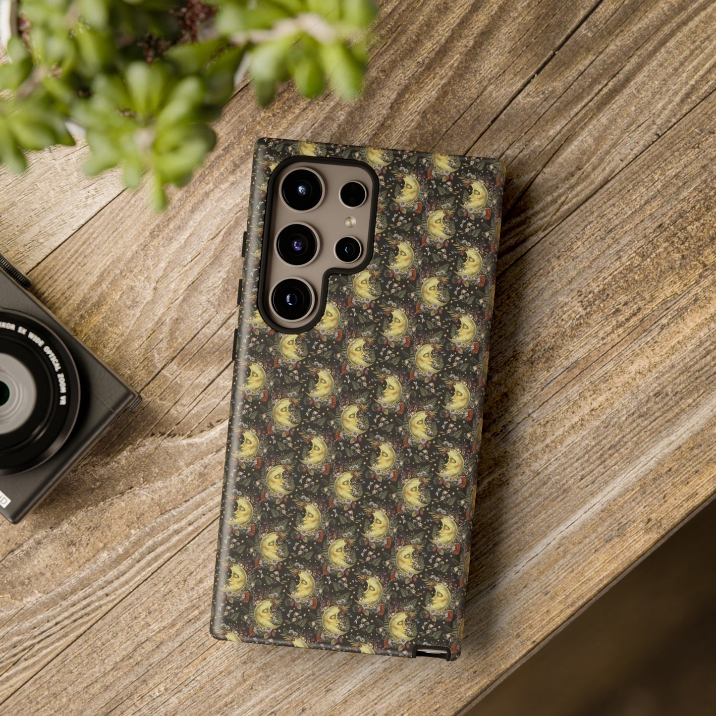 Samsung Galaxy Series Tough Case-Phone Case: The Sun, The Moon, And The Stars [Moon With Flowers]