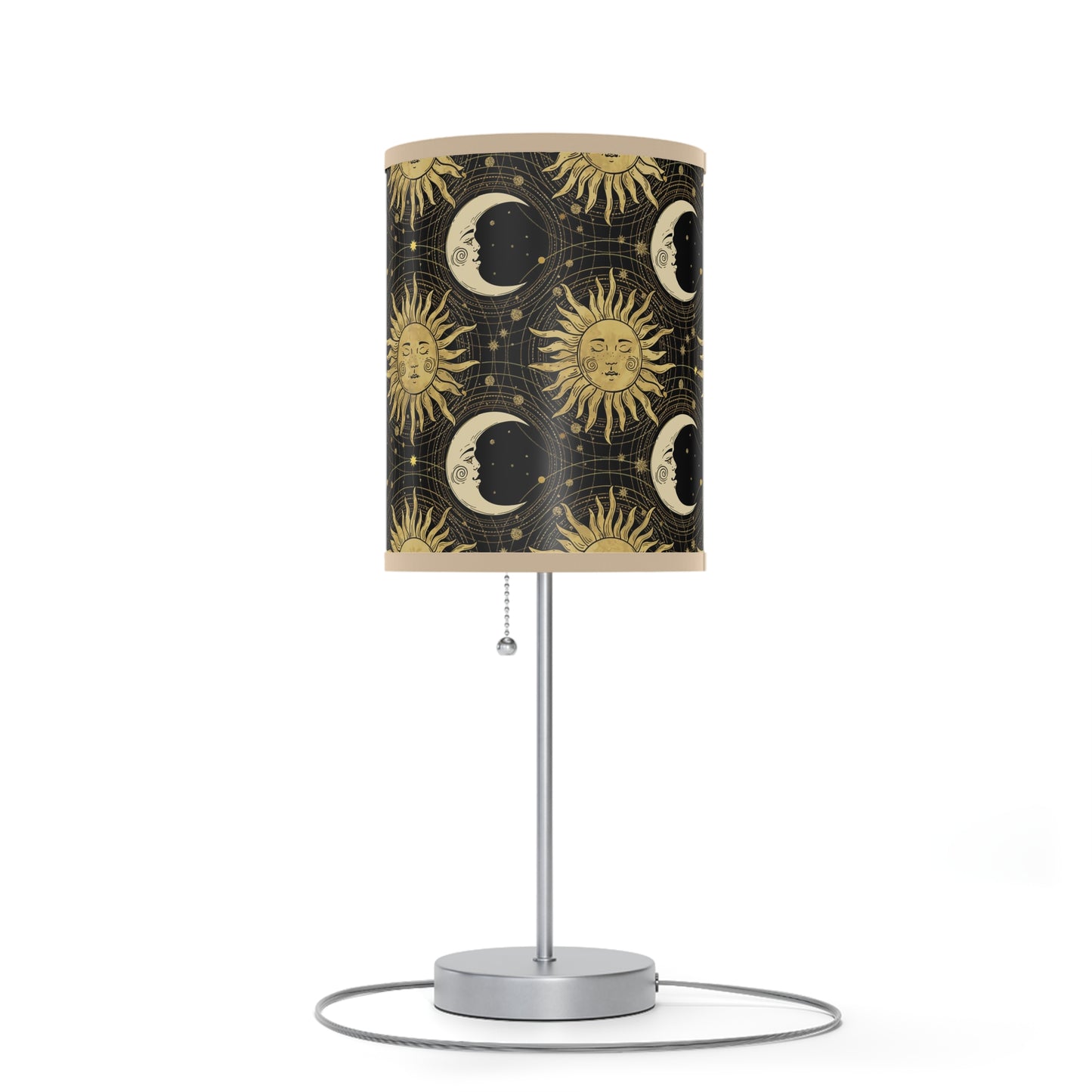Table Lamp: Silver Base - The Sun, The Moon, and The Stars [Gold Sun and Moons]