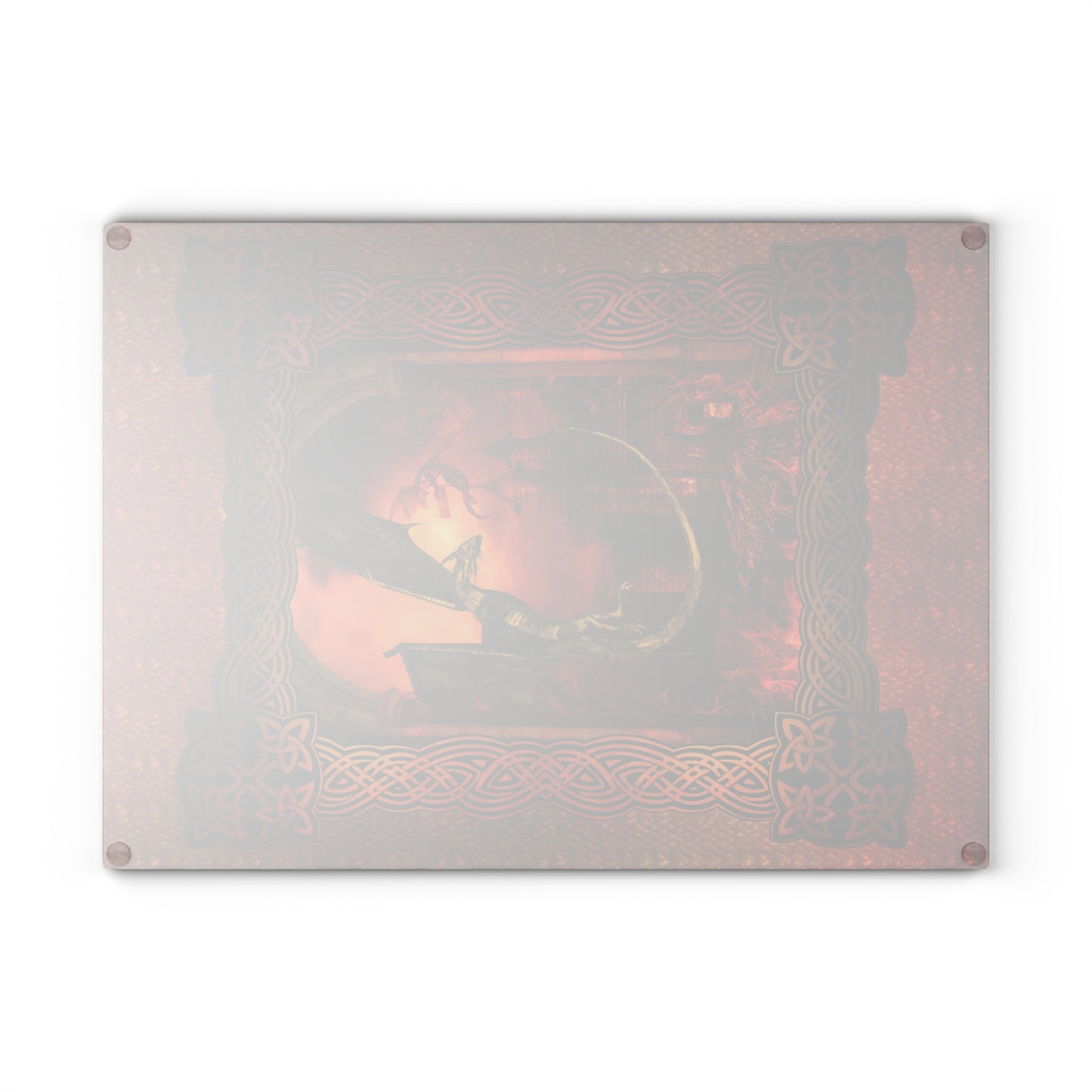 Glass Cutting Board (11"x15"): Dragons [Red Fury Panel]