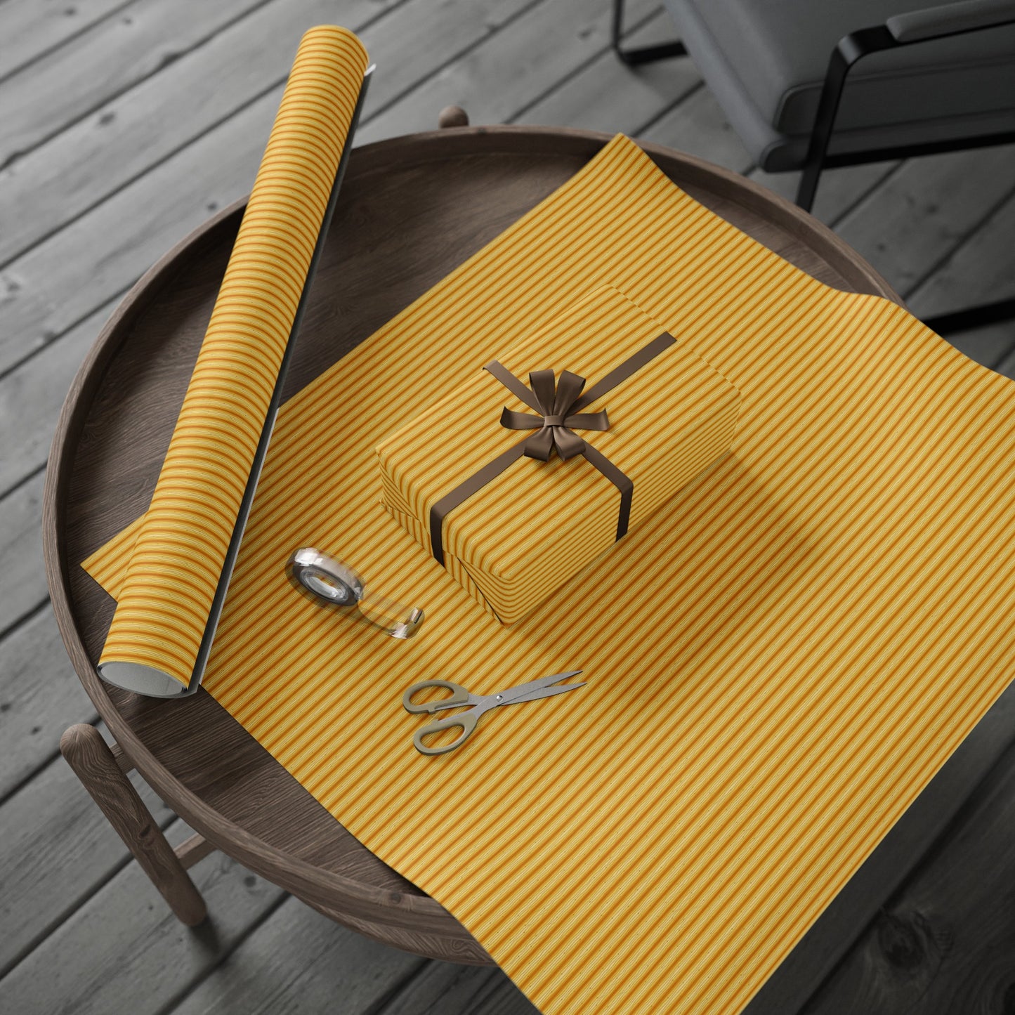 Wrapping Paper:  Celestial [Yellow-Gold Speck Stripes]