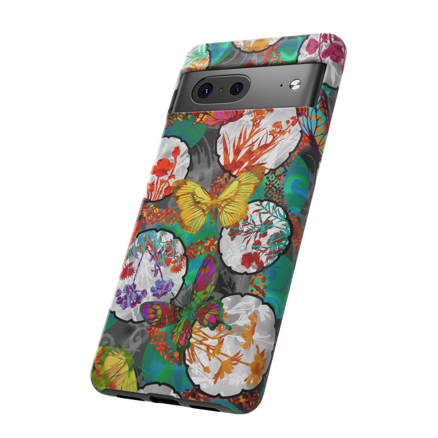 Android Google Pixel (Series) Tough Case-Phone Case:  Dreamscapes [Green Butterflies]