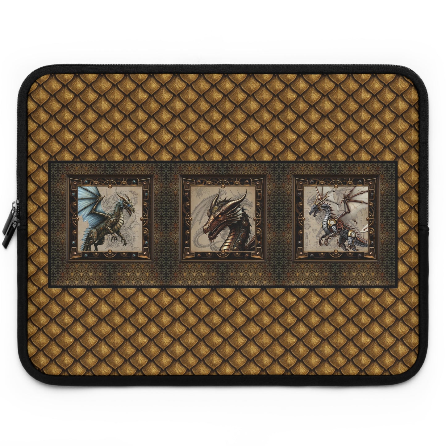 Laptop Sleeve (Sizes:  13", 15", 17"):  Steampunk Dragons [Dragon-Blue Wings]