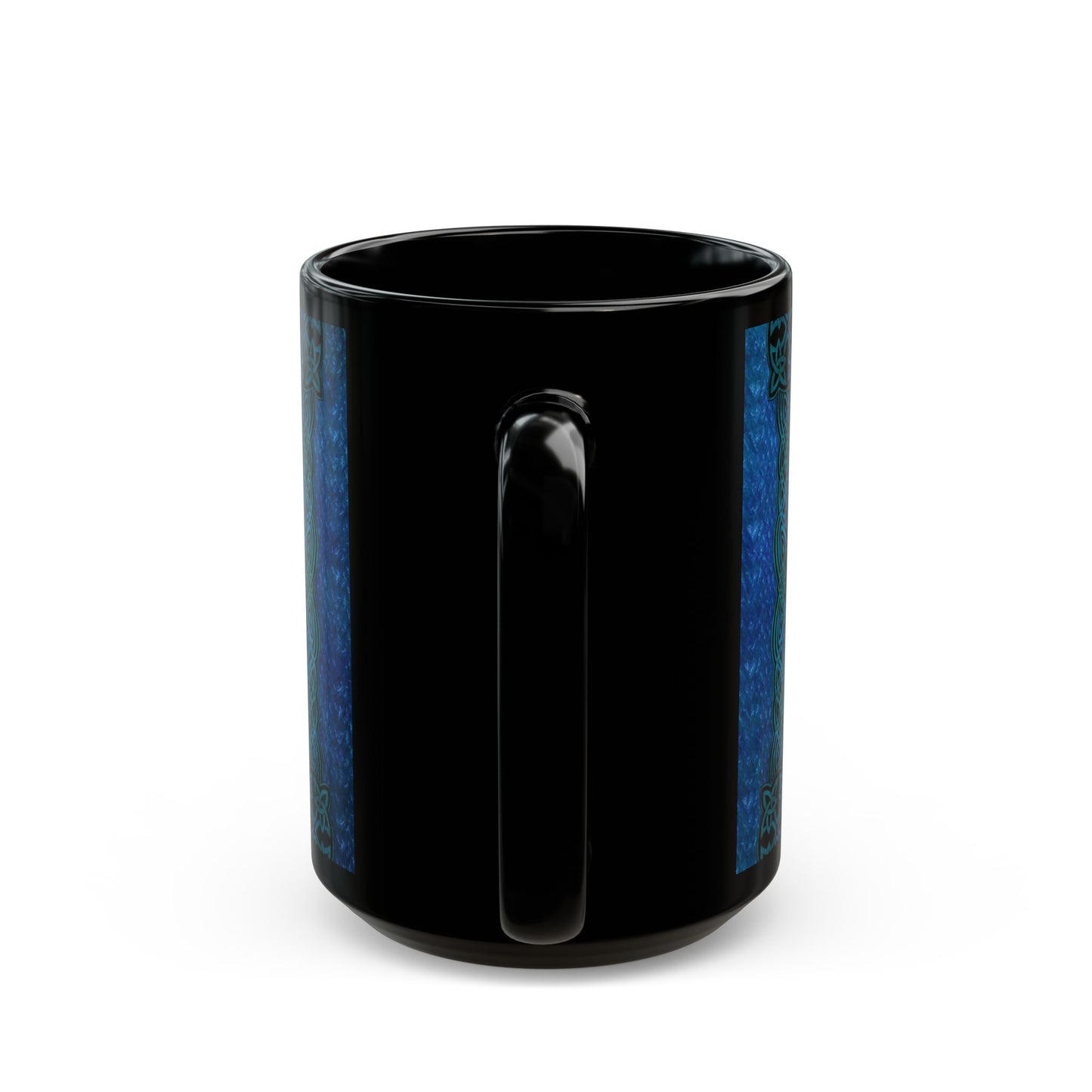 Black Mug-15oz:  "Blue Dragons" Panel