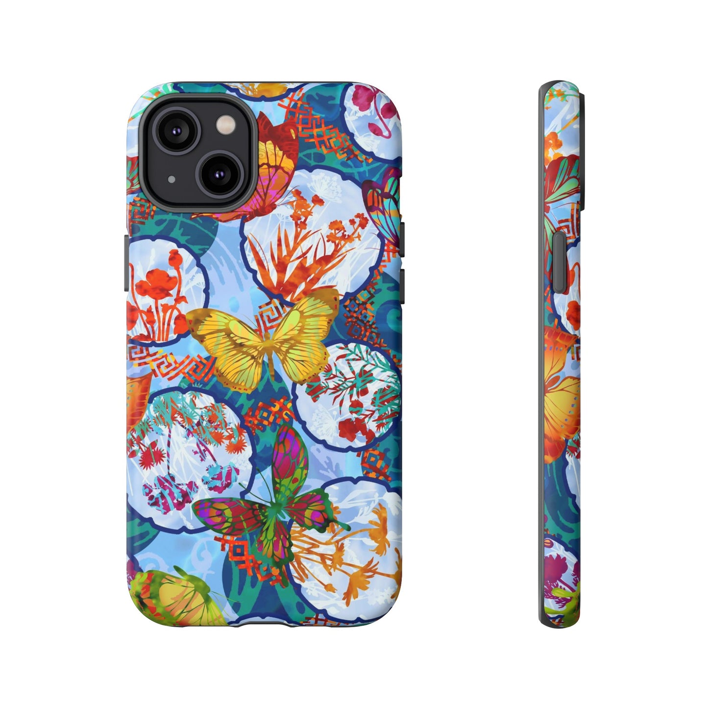 Apple I-Phone 14 (Series)-Tough Case-Phone Case: Dreamscapes [Light Blue Butterflies]