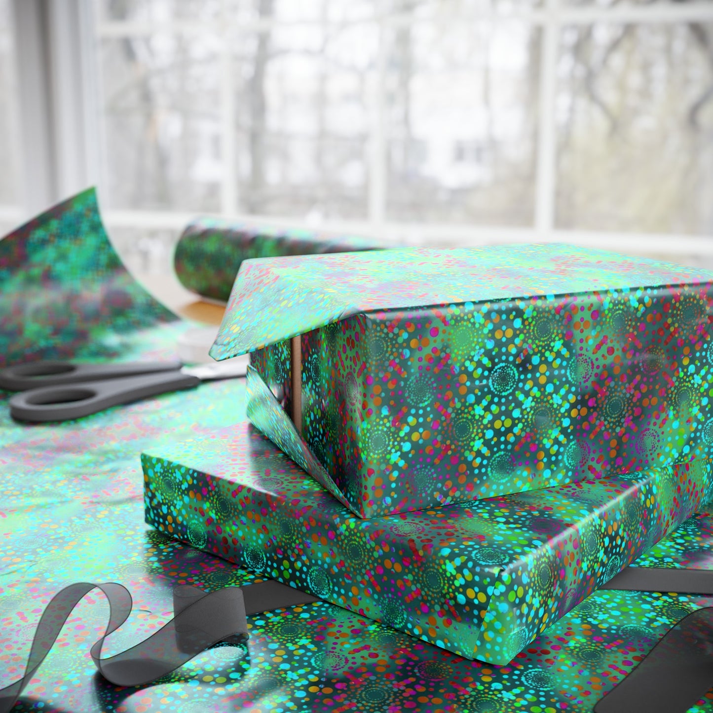 Wrapping Paper:  Dreamscapes [Teal Kaleidoscopes]