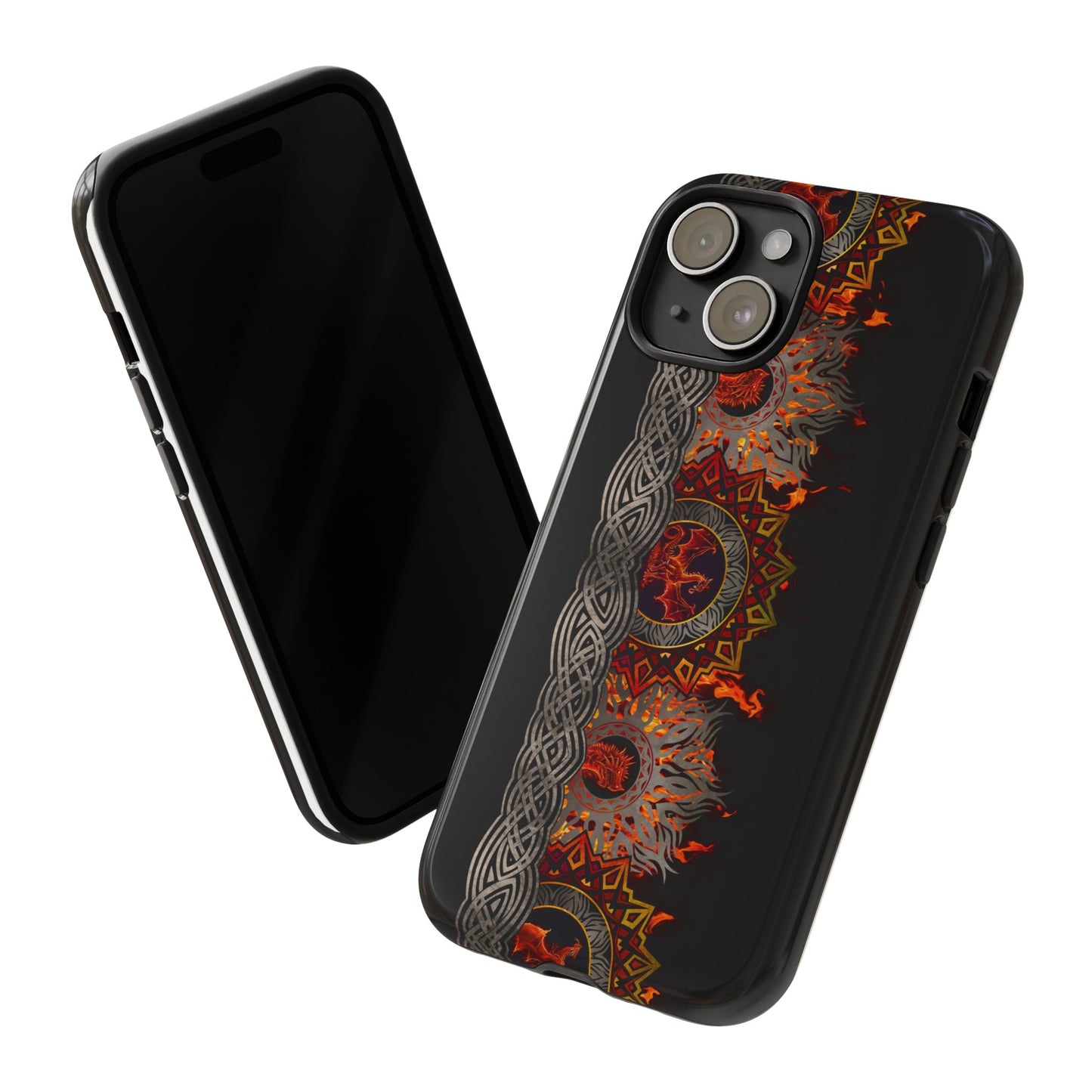 Apple I-Phone 15 (Series)-Tough Case-Phone Case:  Dragons [Red Fury Border]