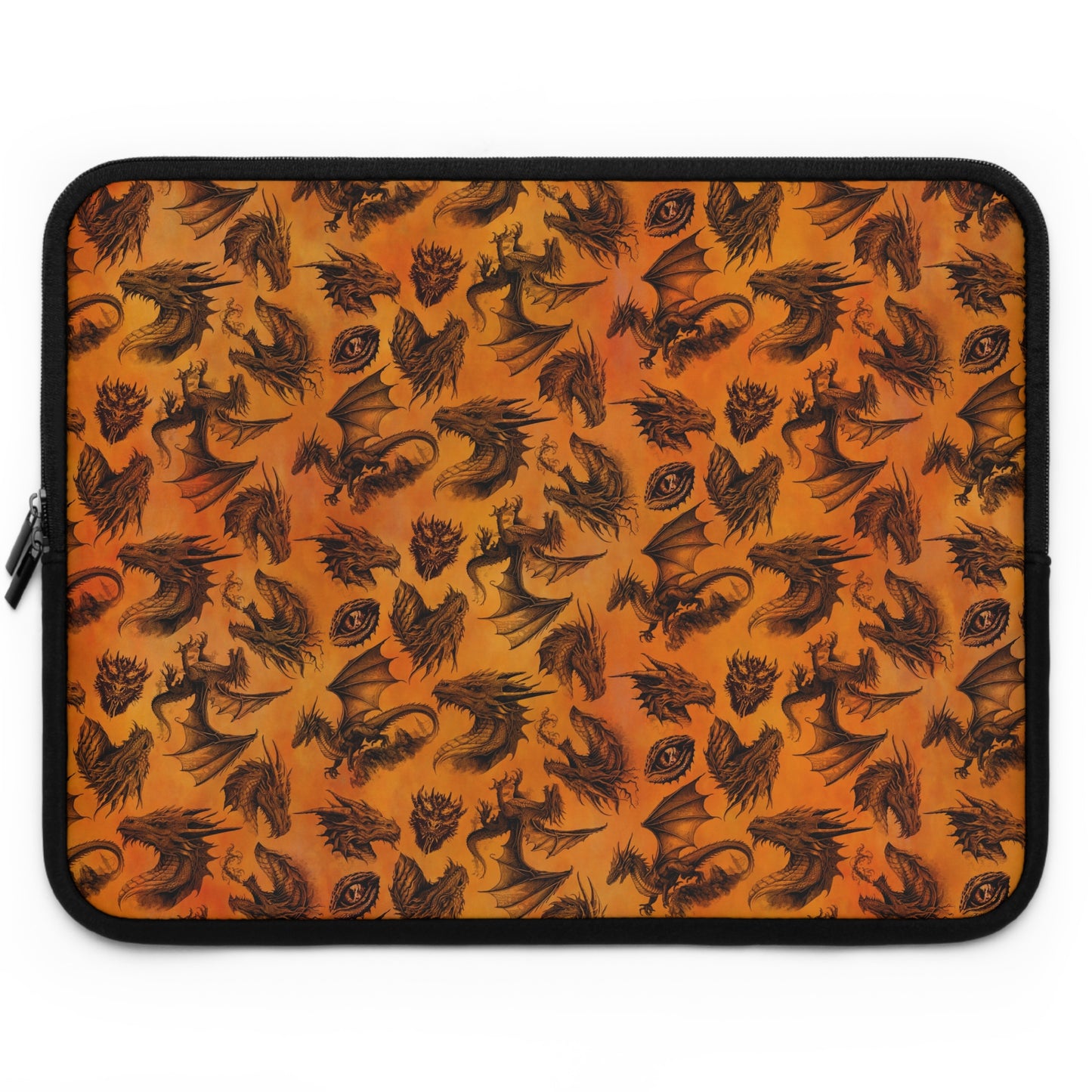 Laptop Sleeve  (Multiple Sizes): Emerald Dragons [Dragon Etching-Orange]