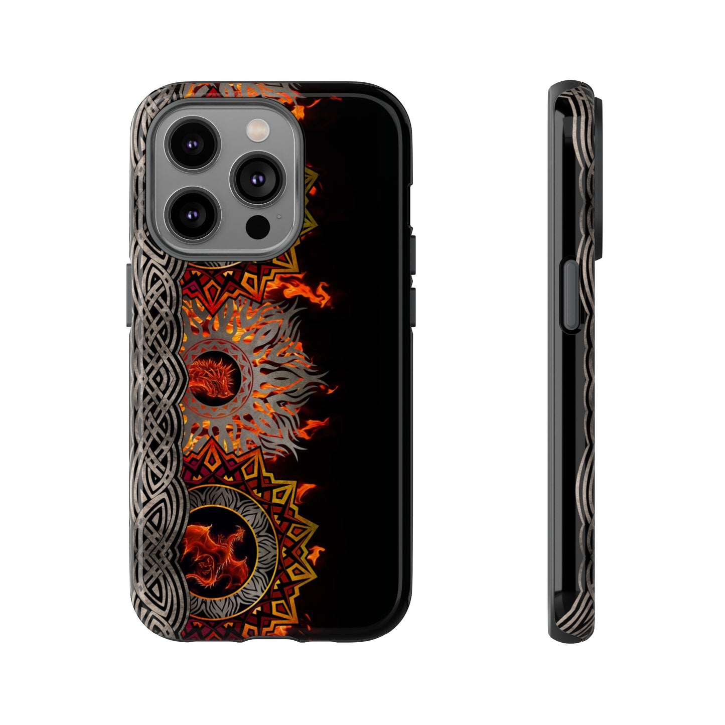 Apple I-Phone 14 (Series) Tough Case-Phone Case: Dragons [Red Fury Border]