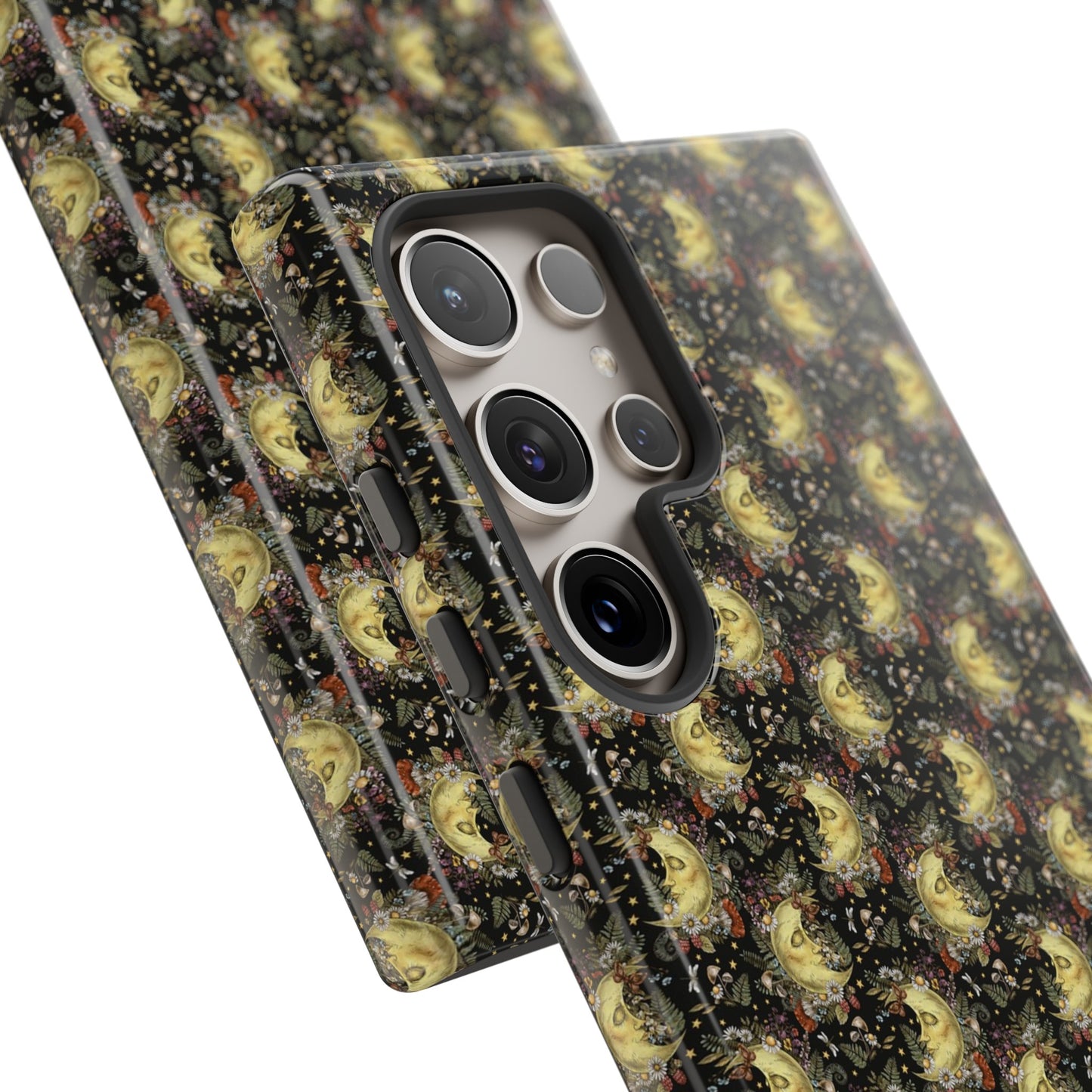Samsung Galaxy Series Tough Case-Phone Case: The Sun, The Moon, And The Stars [Moon With Flowers]