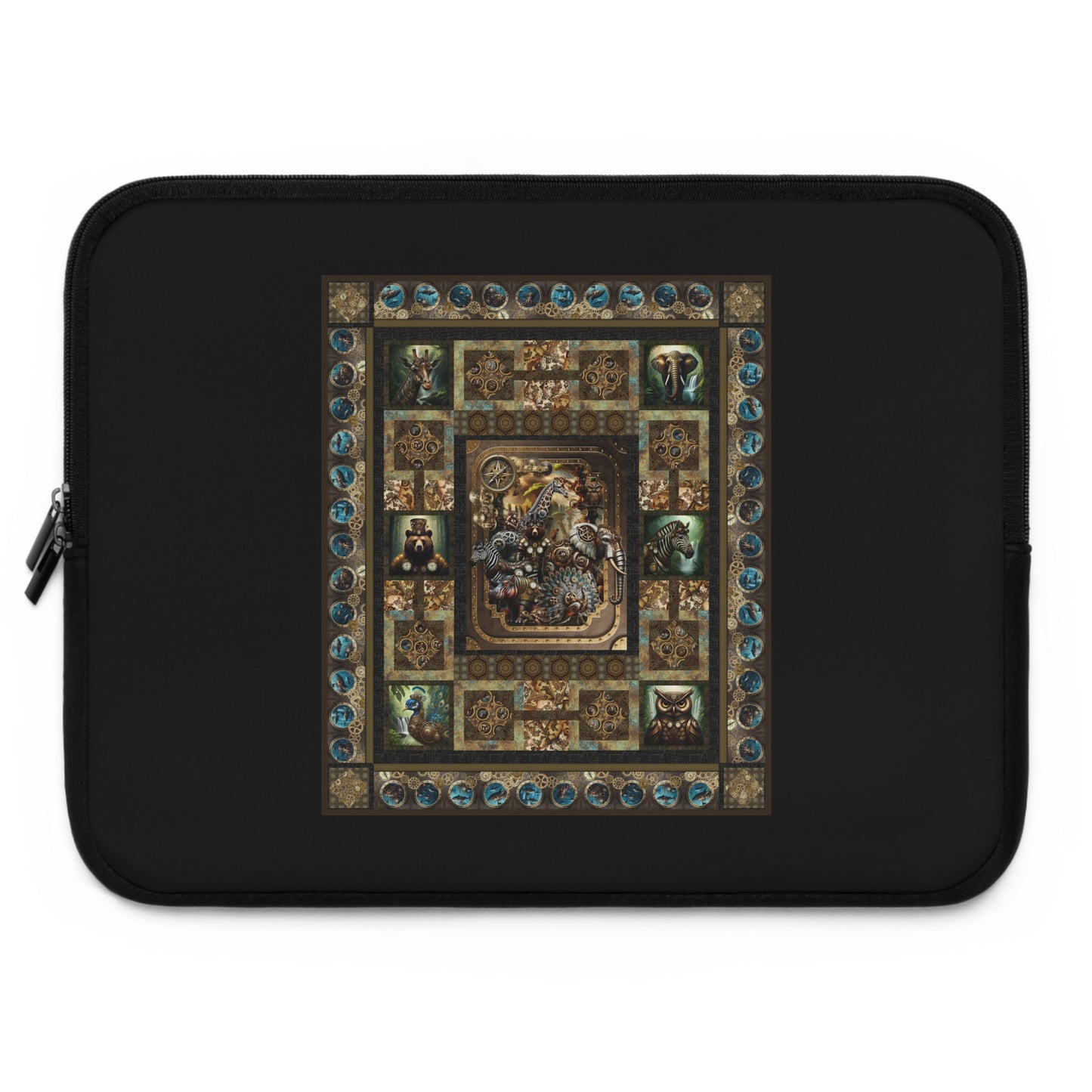 Laptop Sleeve (Sizes: 13", 15", 17"):  Steampunk Menagerie [Animals-Quilt]
