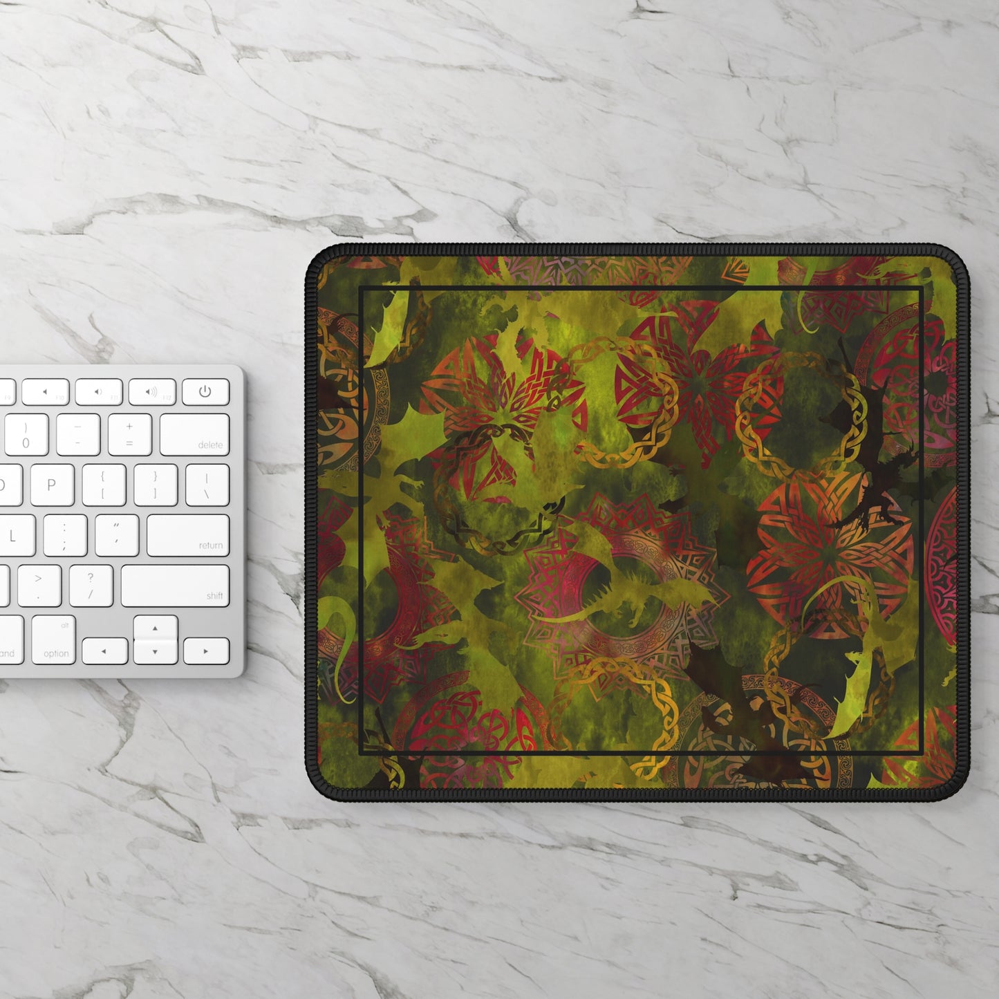 Mouse Pad-Gaming;  9x7 - "Dragons" [Green Panel]