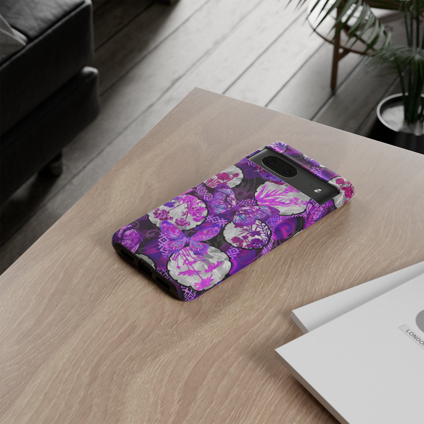 Google Pixel Tough Case-Phone Case: Dreamscapes [Bright Purple Butterflies]