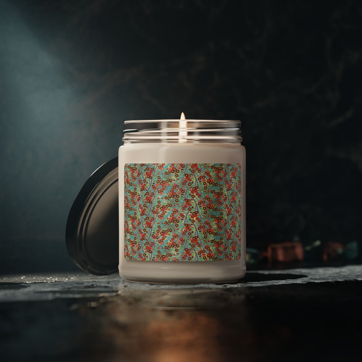 Scented Soy Candle:  Pastiche [Teal Green/Purple Tree Branches]