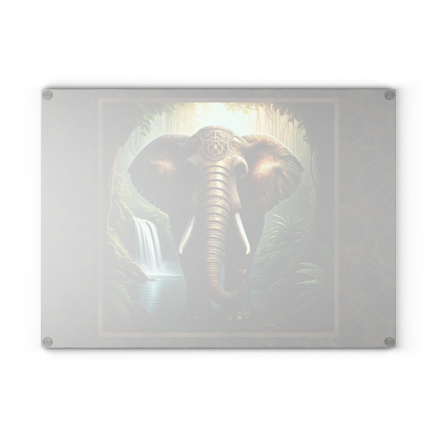Elephant Jungle Glass Cutting Board – Decorative Wildlife Kitchen Board