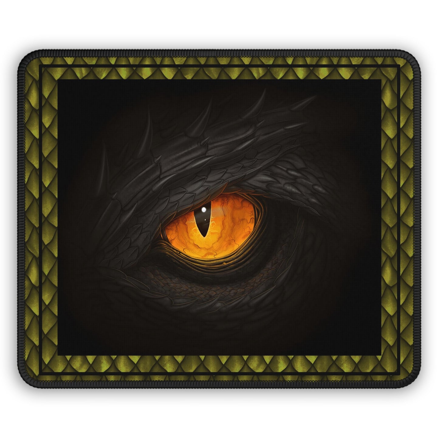 Mouse Pad-Gaming;  9x7 - "Dragons" [Green Scales-Black Eye-2]