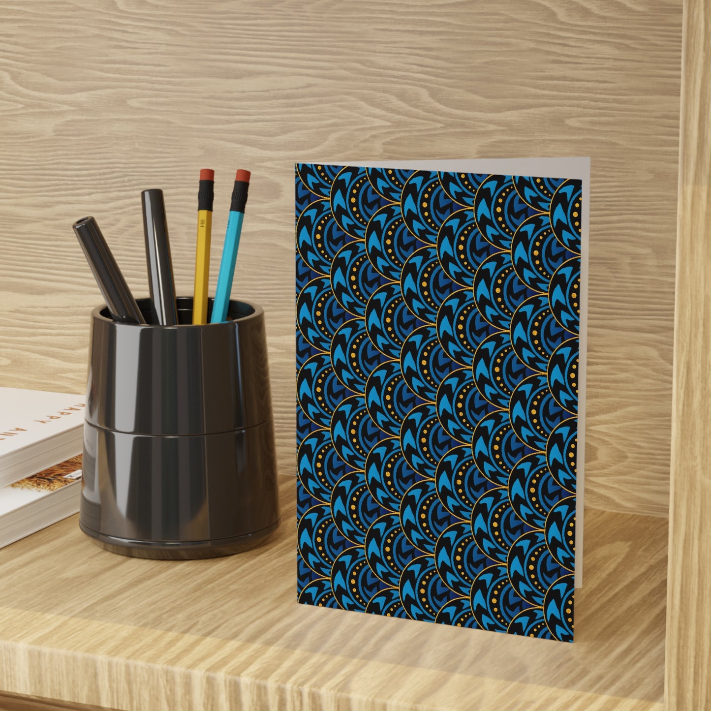 NOTE CARDS: CELSTIAL [Scallops:  Teal/Gold]