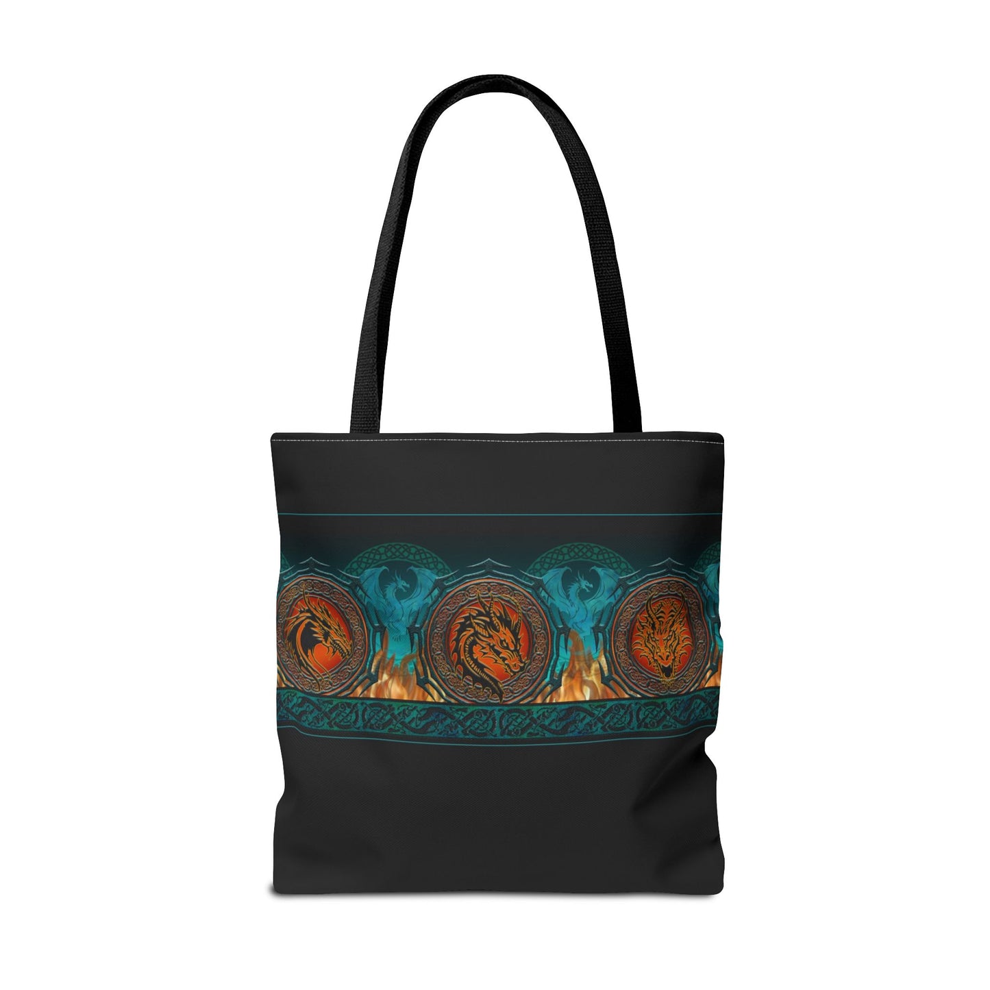 Tote Bag: Large-18x18; Emerald Dragons [Dragon Border]